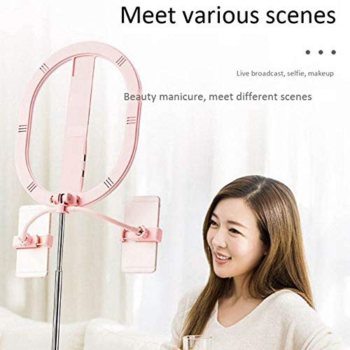 Nicfaky Adjustable Phone Stand with Selfie Ring Light - Telescopic Folding Tripod & 2 Phone Clips for Video Calls, Live Streaming & Content Creation