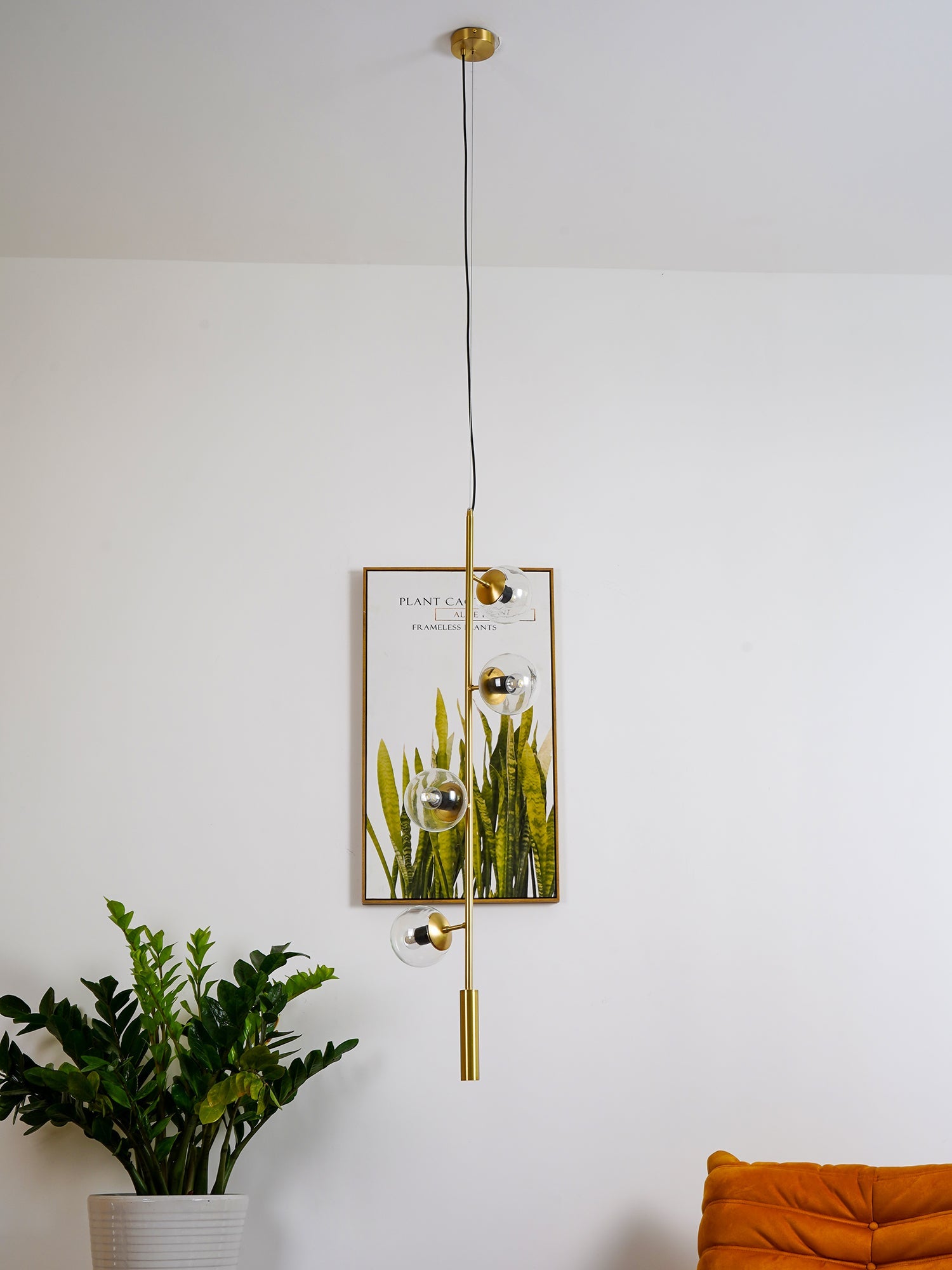 Modern Orb Pendant Light - Sleek Glass Globe Hanging Lamp for Kitchen Island, Dining Room & Bedroom - Adjustable LED Chandelier Lighting Fixture
