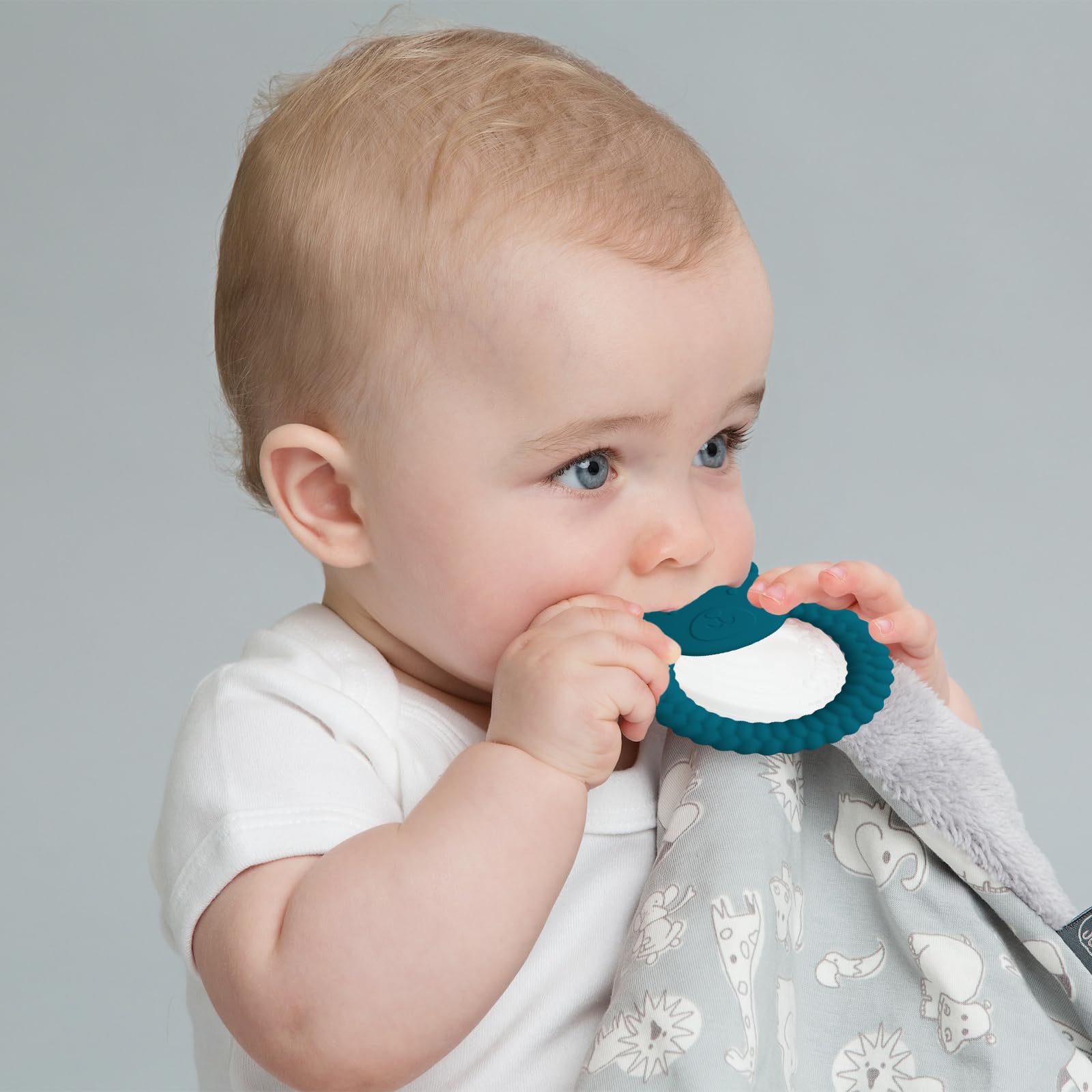 Organic Silicone Teething Toys for Babies 0-6 Months - 3 Pack BPA-Free Animal Teething Rings (Cow, Rabbit, Bear) | Soothing Infant Chew Toys for Teething Relief | Perfect for Daycare, Travel & Home Use