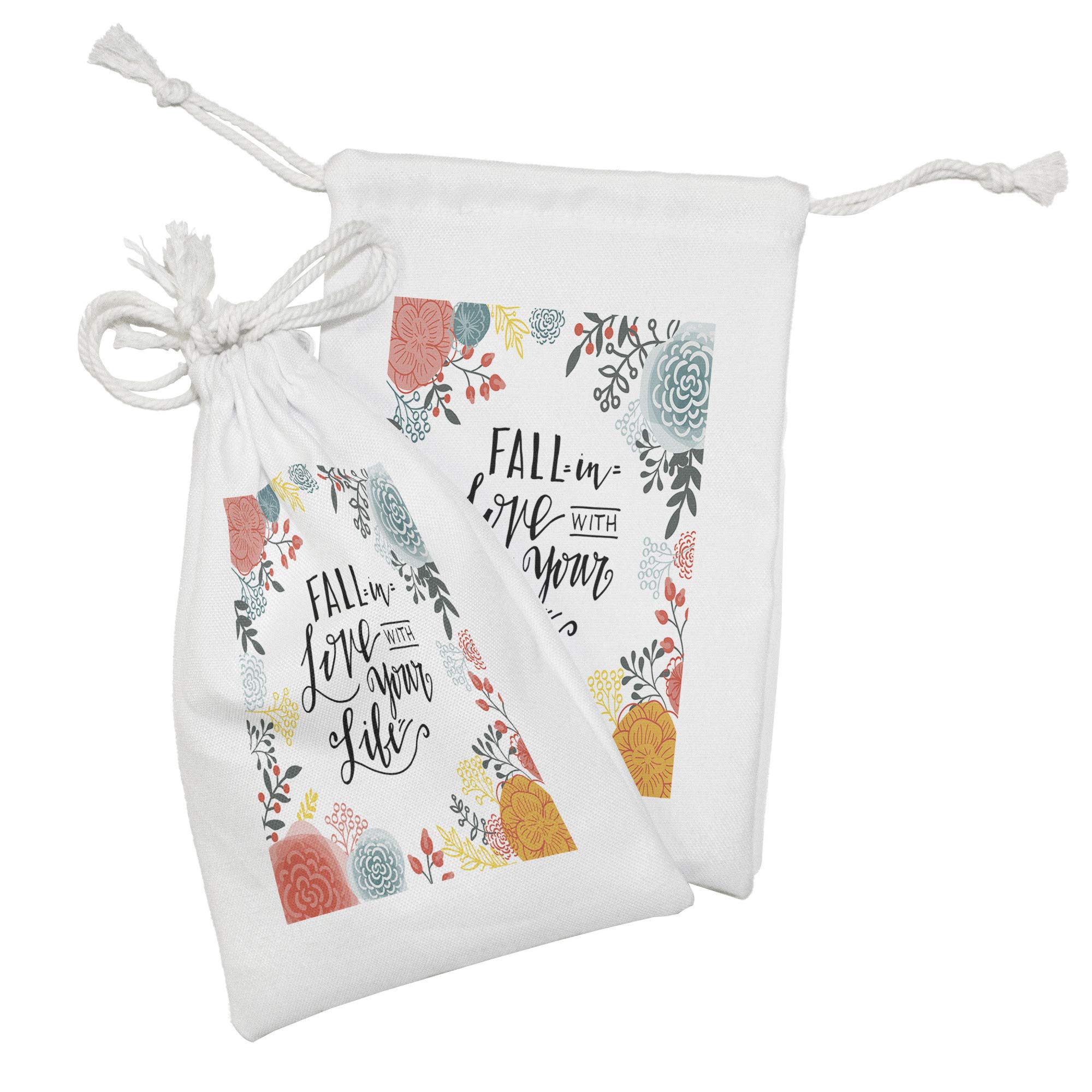 Ambesonne 2-Pack Fabric Drawstring Pouch Set - 