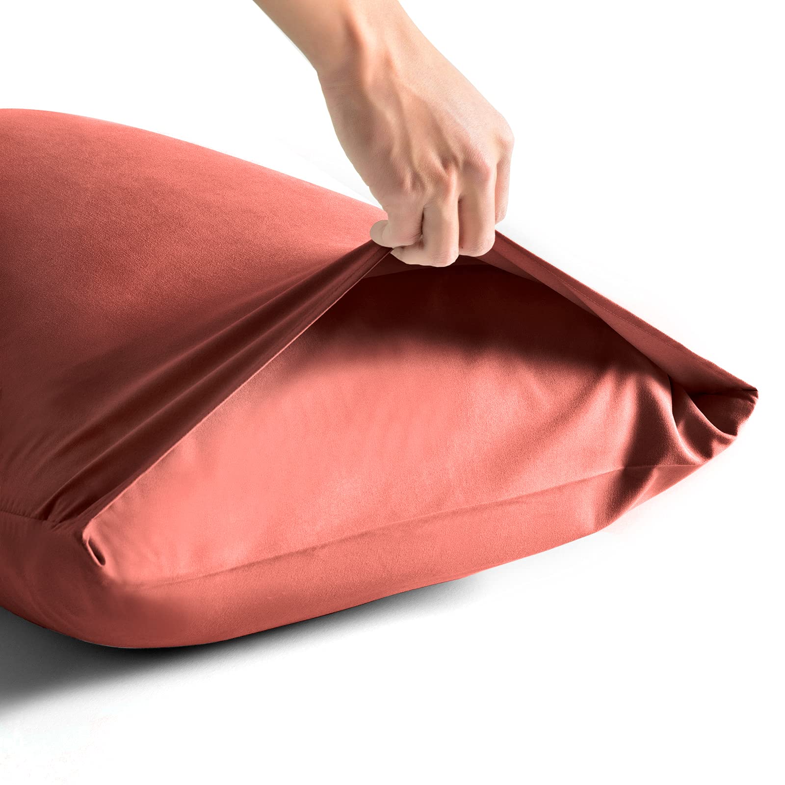 Premium 2 Pack King Size Pillow Cases - 1800 Thread Count Microfiber Pillow Cover Set with Envelope Closure, Ultra Soft & Wrinkle Resistant, 20x36 Inches (Orange Rust) - Perfect for Bedroom, Hotel & Home Decor