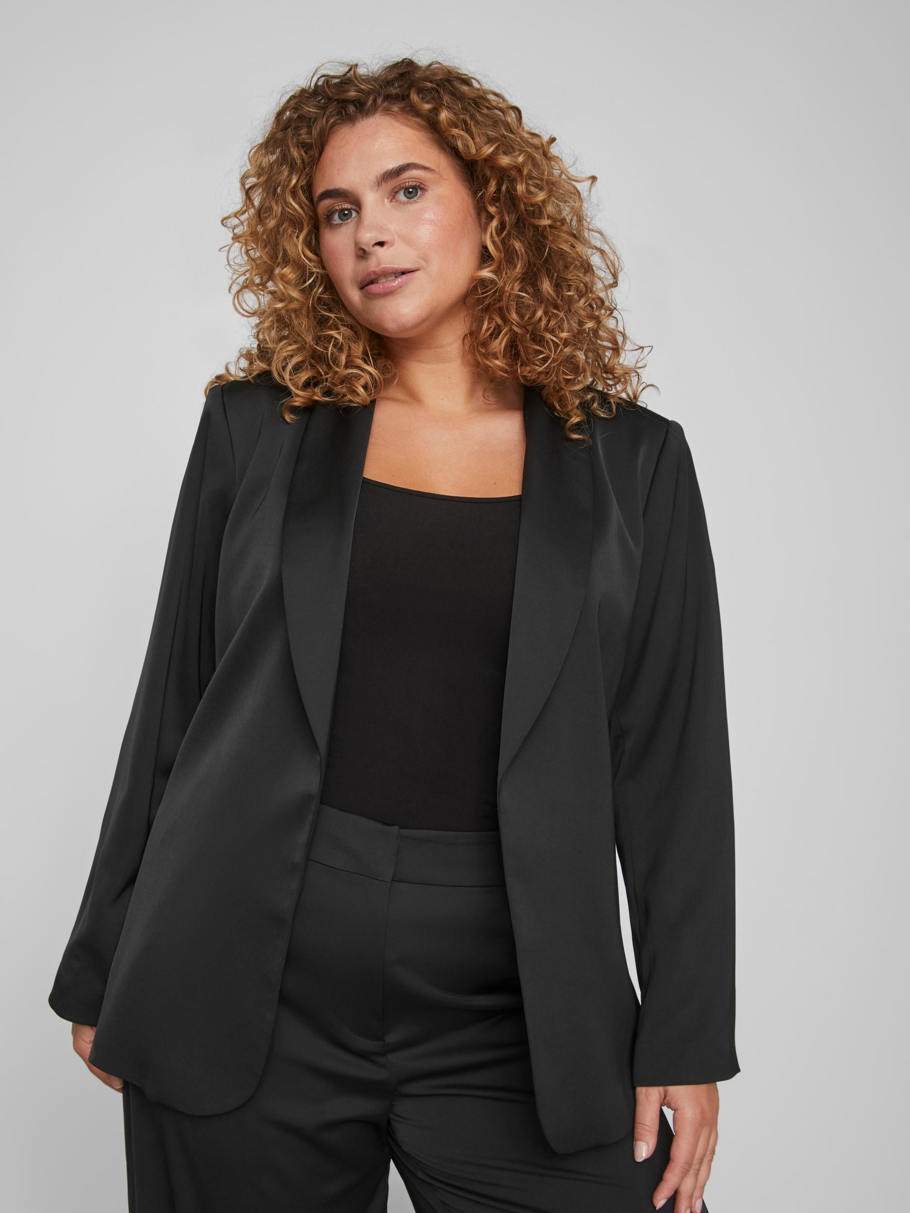 CATHY Long Sleeve Belted Blazer for Women - Classic Black Office Blazer - Perfect for Business Meetings, Workwear & Professional Outfits