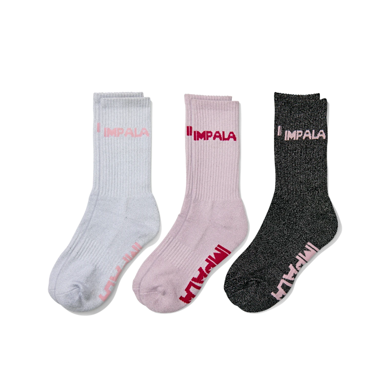 Sparkle Skate Socks 3-Pack - Non-Slip Cushioned Crew Socks for Roller Skating, Ice Skating & Sports | Comfortable & Breathable Performance Socks