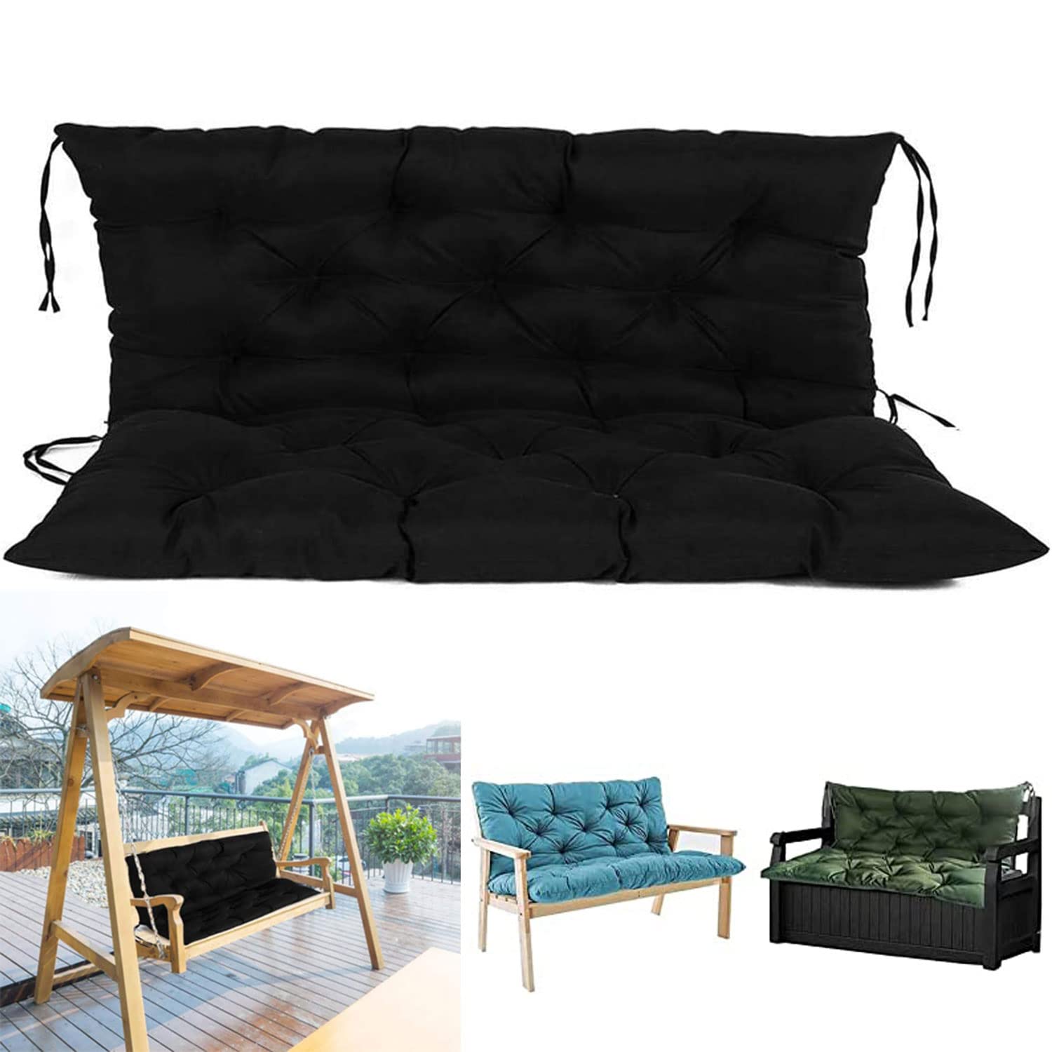 Waterproof Porch Swing Cushions Set - 2/3 Seat & Back Cushions for Outdoor Furniture, Durable Swing Replacement Bench Pads - Perfect for Patio, Garden, Deck & Backyard Relaxation