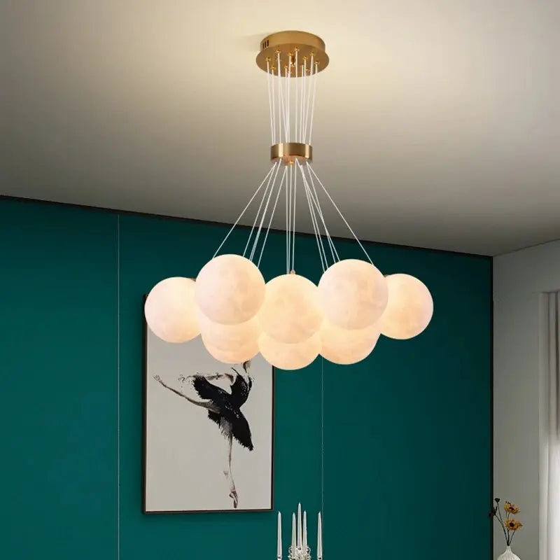 Moon Bubble Pendant Chandelier with 13/19 Glass Balls - Modern Crystal Ceiling Light Fixture for Dining Room, Bedroom & Living Room Decor