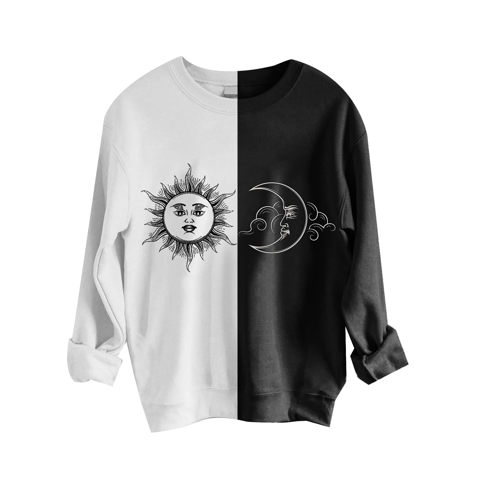 GuGsi Women's Casual Color-Block Print Long Sleeve Pullover Sweatshirt - Fall Fashion O-Neck Blouse for Everyday Wear & Cozy Outfits