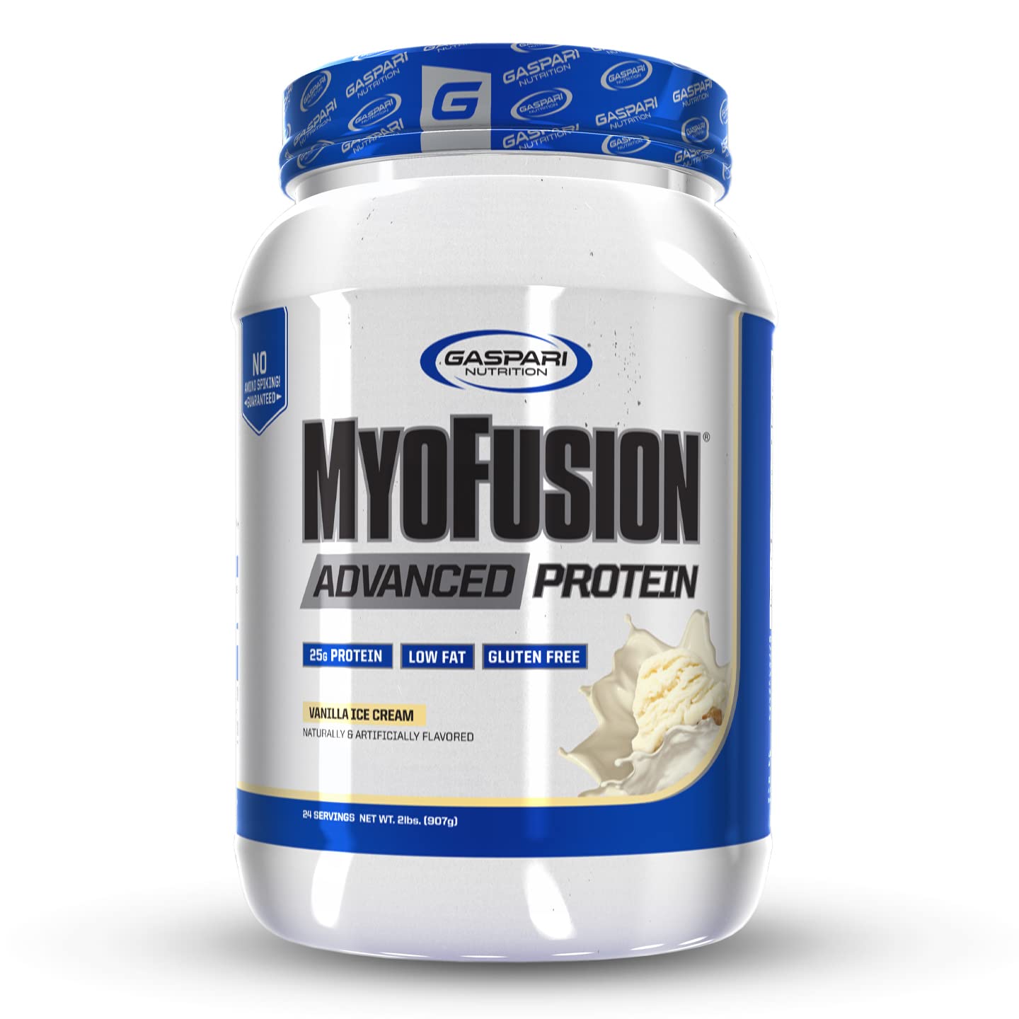 Gaspari Nutrition Myofusion Advanced Protein Powder - Whey, Casein & Isolate Protein Blend - Low Fat, Gluten Free - 2lbs Vanilla Ice Cream Flavor - Perfect for Post-Workout Recovery & Muscle Growth