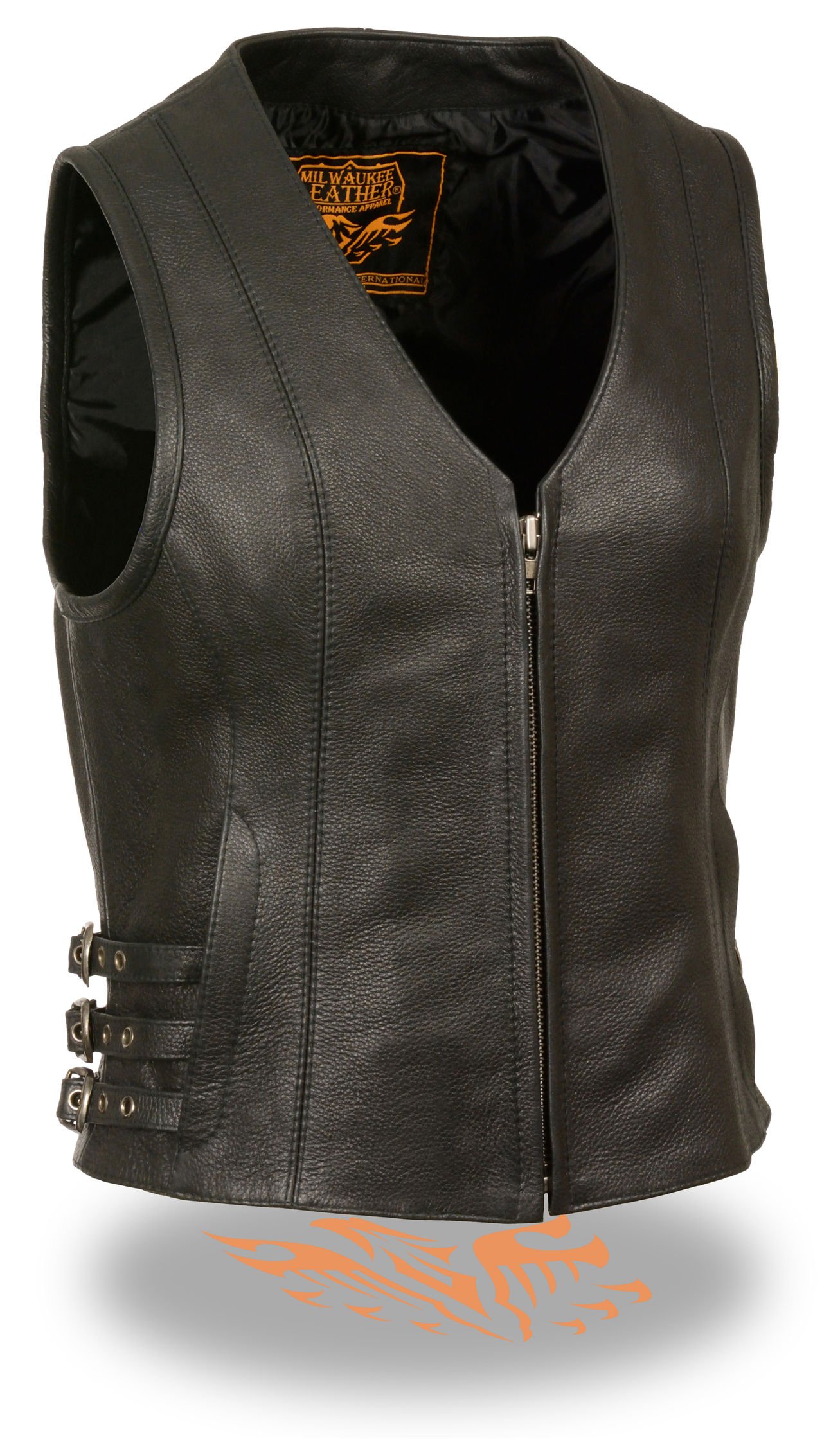 Milwaukee Leather Women's Zipper Front Side Buckle Biker Vest with V-Neck - Black, XL - Perfect for Motorcycle Riding, Casual Outfits & Fashion Layering