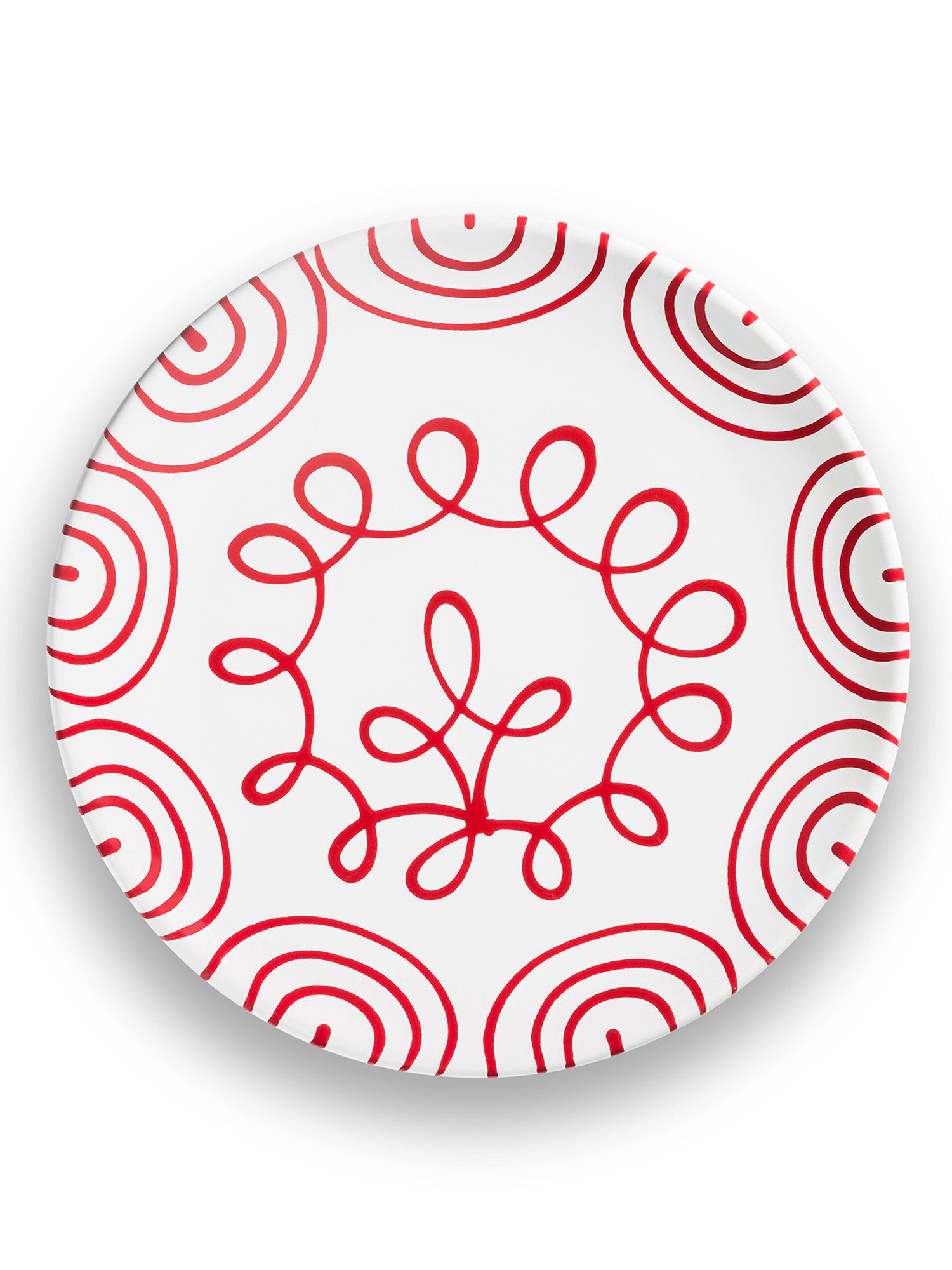 Elegant Red Swirl Buffet Plate Set - 10