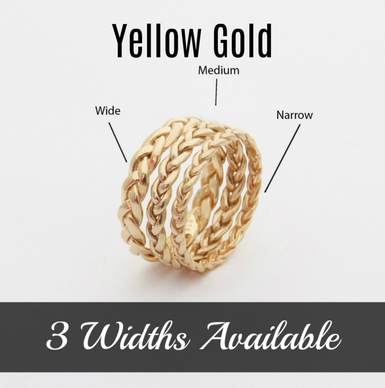 Handmade Wedding Band Braid - Rose Gold, White Gold & Yellow Gold Rings (Sizes 3-10, 3 Width Options) - Perfect for Engagement, Anniversary & Bridal Jewelry Gifts