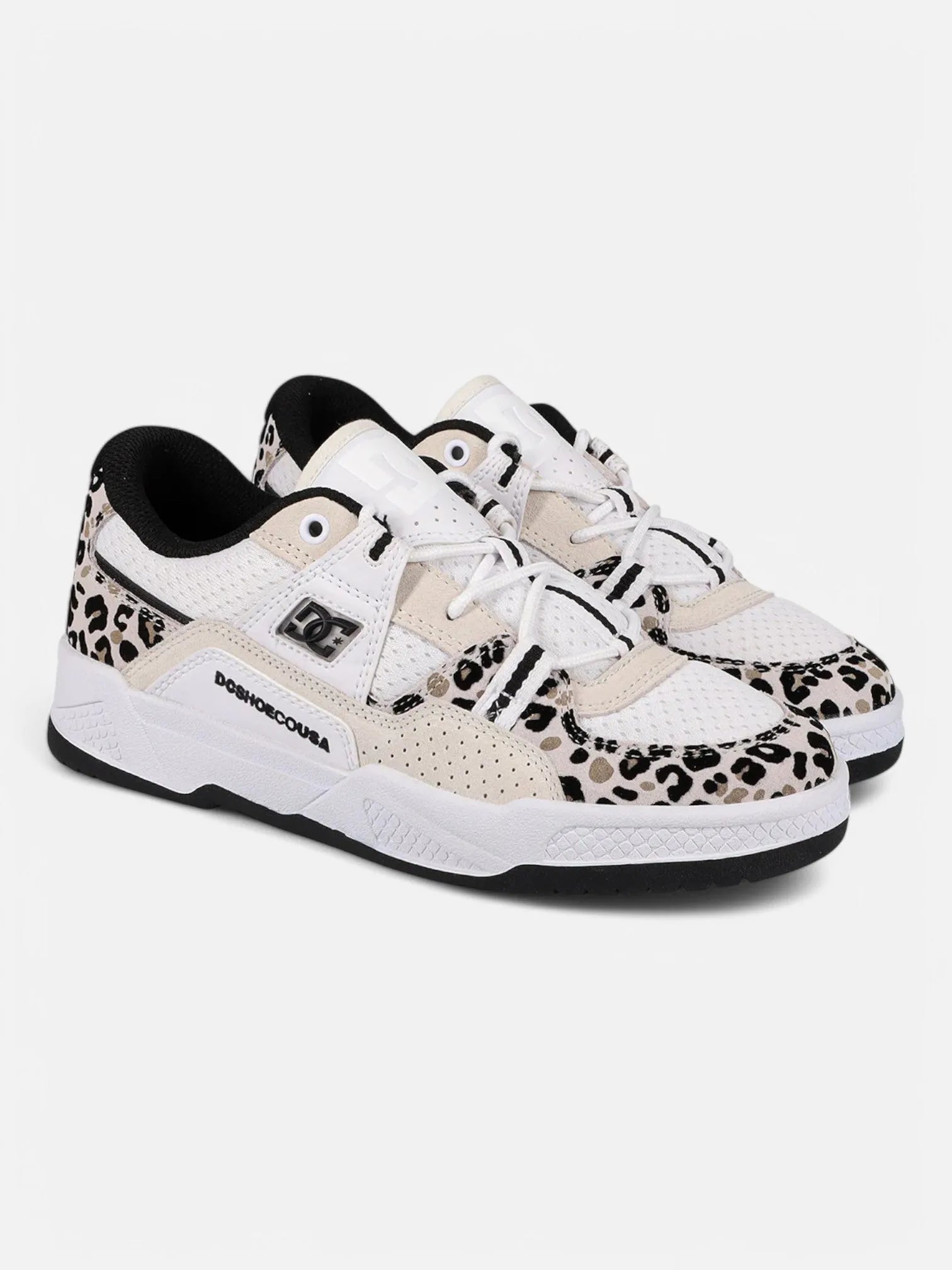 DC Women's Construct Sneakers in White Animal Print - Stylish & Comfortable for Casual Wear, Street Fashion & Everyday Outfits