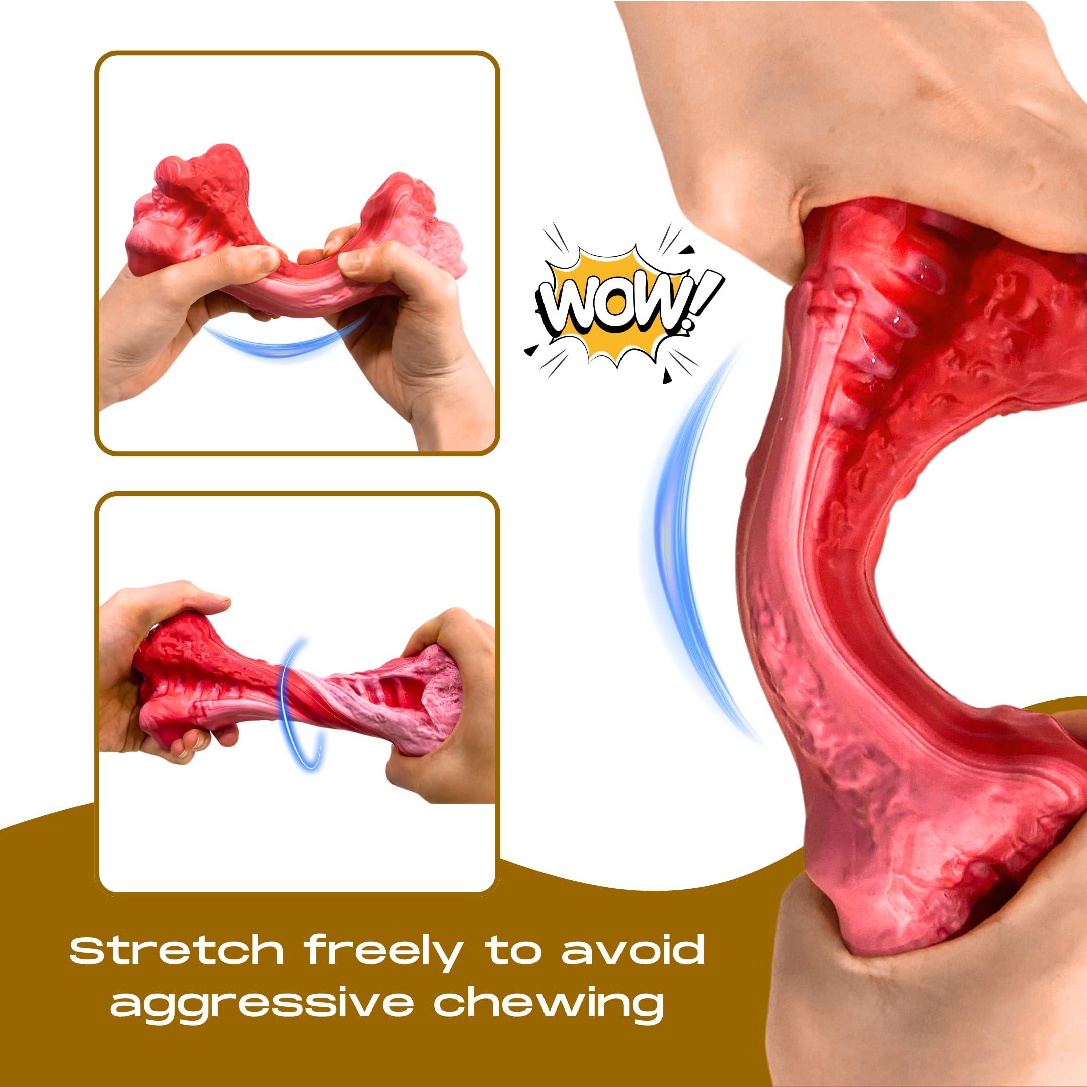 TECHPET Indestructible Dog Toy for Aggressive Chewers - Durable Rubber Chew Bone for Medium & Large Dogs - Perfect for Teething, Boredom Relief & Long-Lasting Playtime