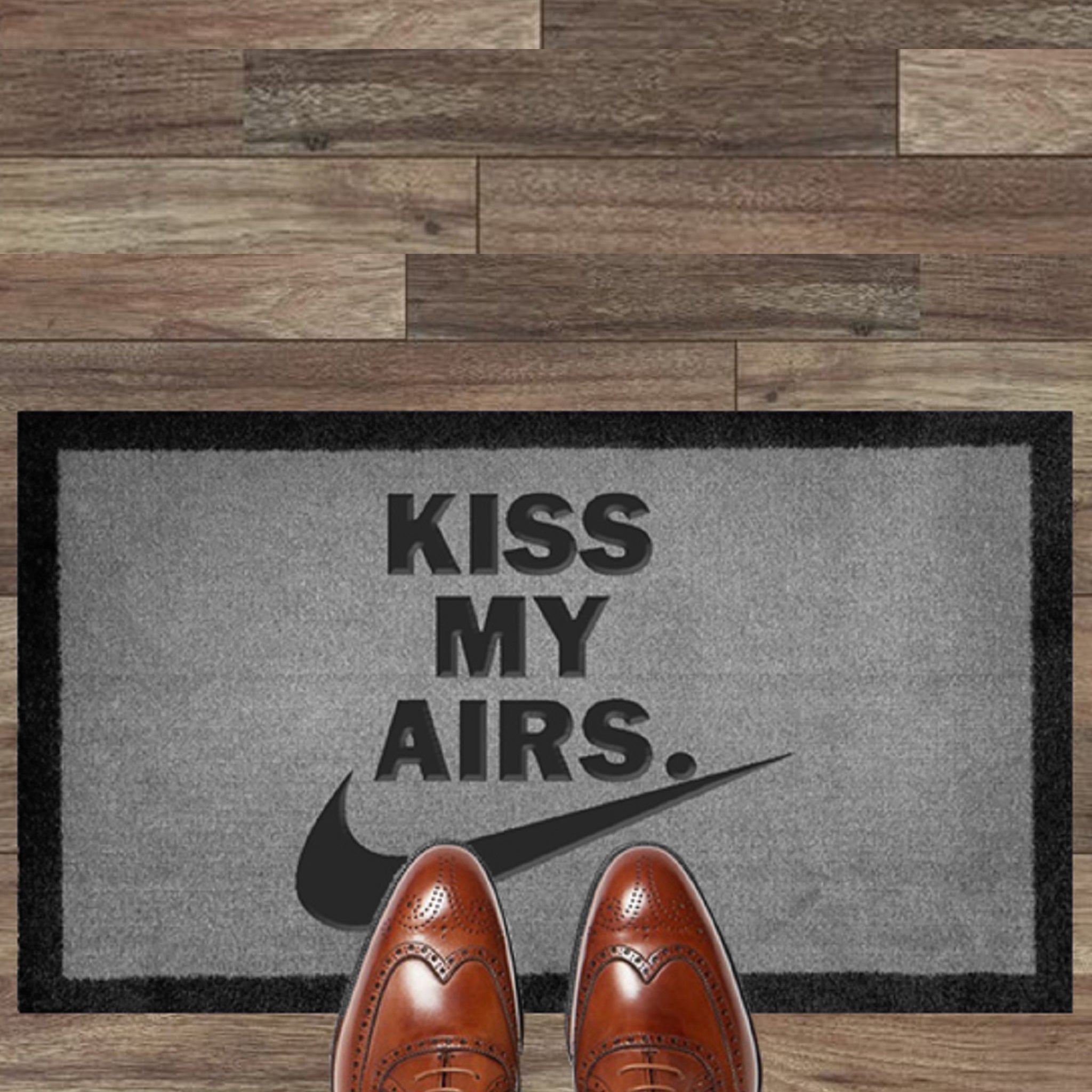 Kiss My Airs Light Grey Doormat 70x40cm - Non-Slip Entryway Rug for Home & Office - Perfect for Indoor/Outdoor Use