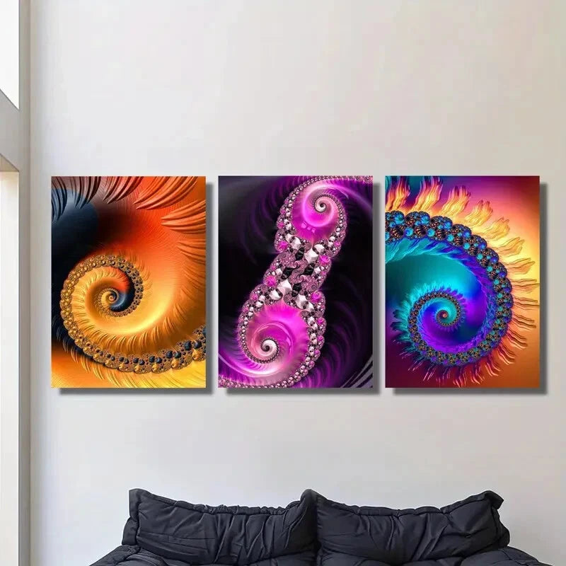 3-Piece Abstract Swirl Prints Metal Wall Art - Ready to Hang Modern Home Decor for Living Room, Bedroom & Office