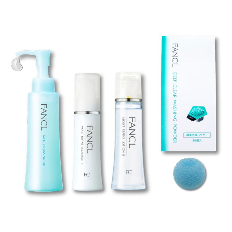 FANCL Complete Skincare Set - Cleanser, Toner, Moisturizer & Serum for Radiant Skin | Daily Anti-Aging Routine for Women | Perfect for Morning & Night Skincare Regimen