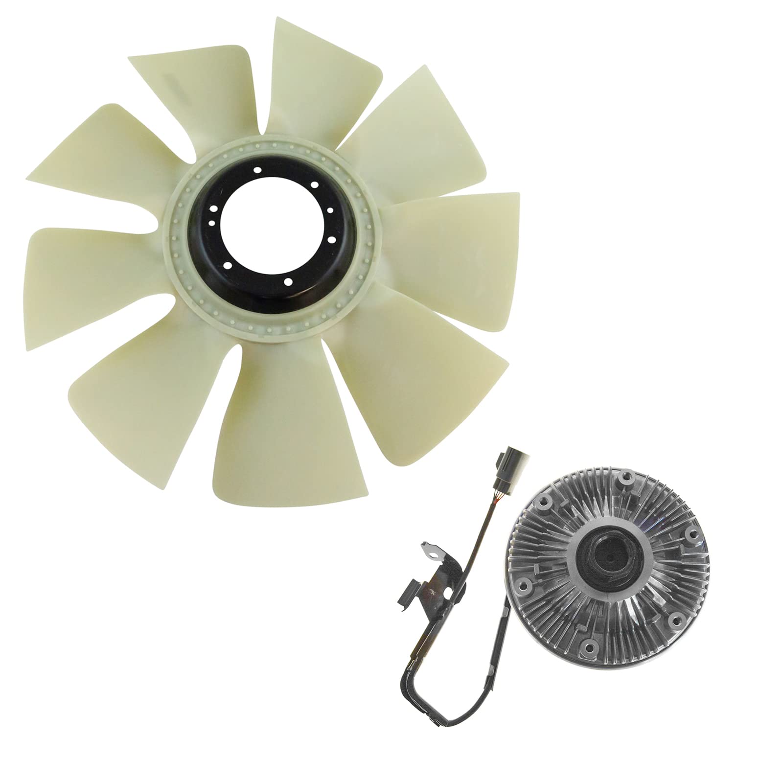TRQ Radiator Fan Clutch & Fan Blade Kit Set Compatible with Dodge Ram Cummins Turbo Diesel 5.9L 6.7L - Heavy Duty Cooling System Replacement for Off-Road Towing & Hot Weather Driving