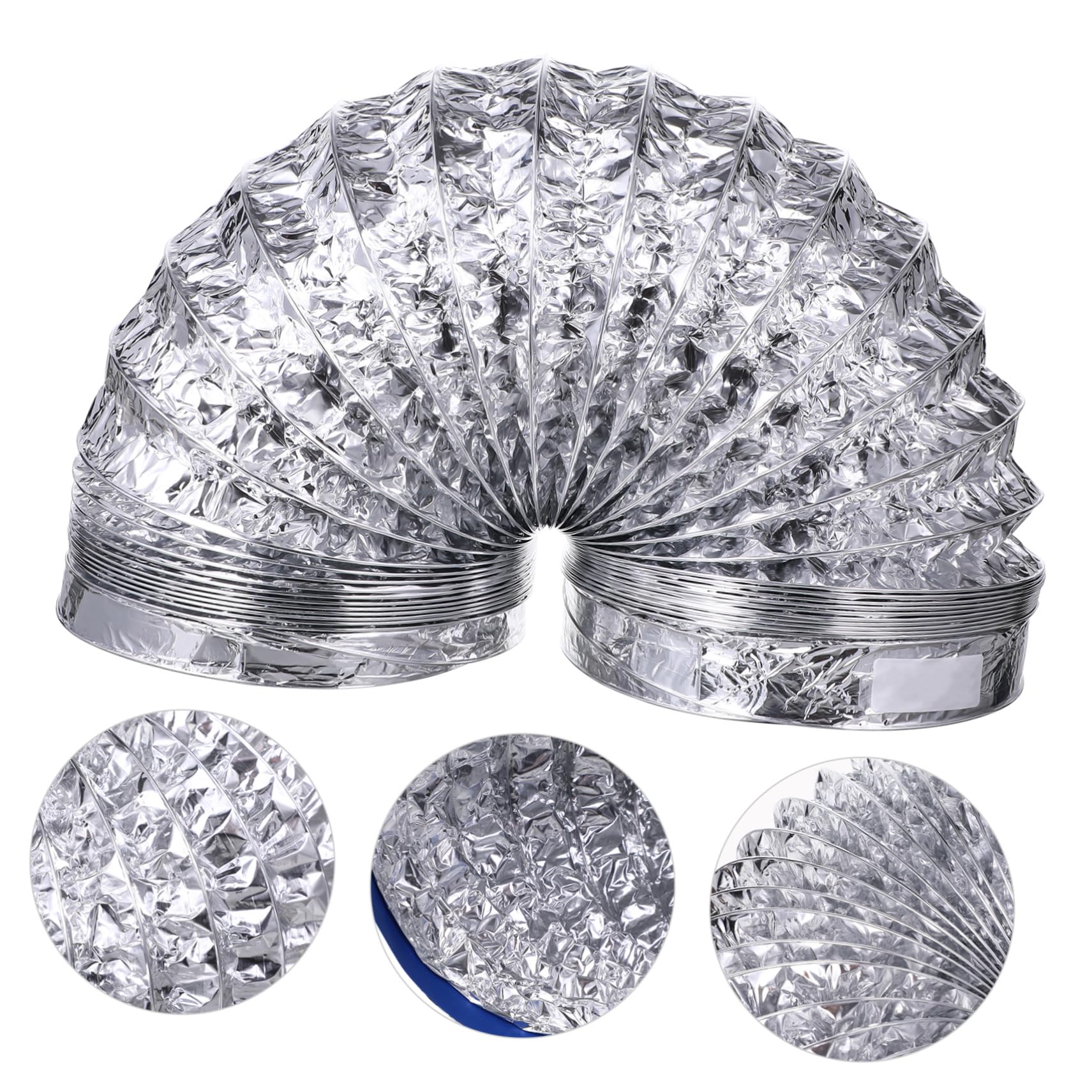 DOITOOL 1.5m Aluminum Flexible Air Duct Hose - 18cm Diameter AC Ventilation Kit for Extractor Fans, Range Hoods, Kitchen & Bathroom Exhaust - Durable & Lightweight for Home & Commercial Use