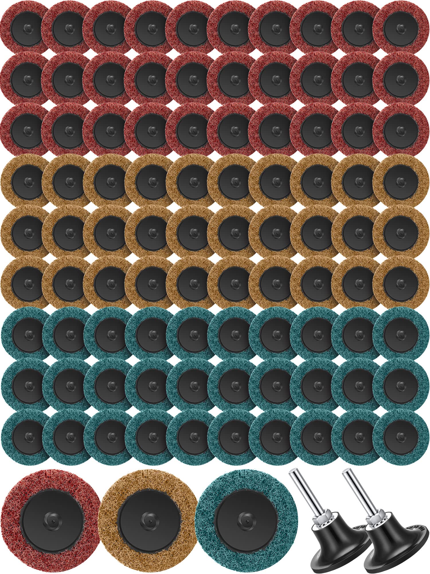 WILLBOND 92-Piece 2-Inch Nylon Sanding Discs Set with 1/4-Inch Holder for Die Grinder - Surface Conditioning, Polishing, Rust & Paint Removal - Perfect for Metal, Wood & Auto Body Work
