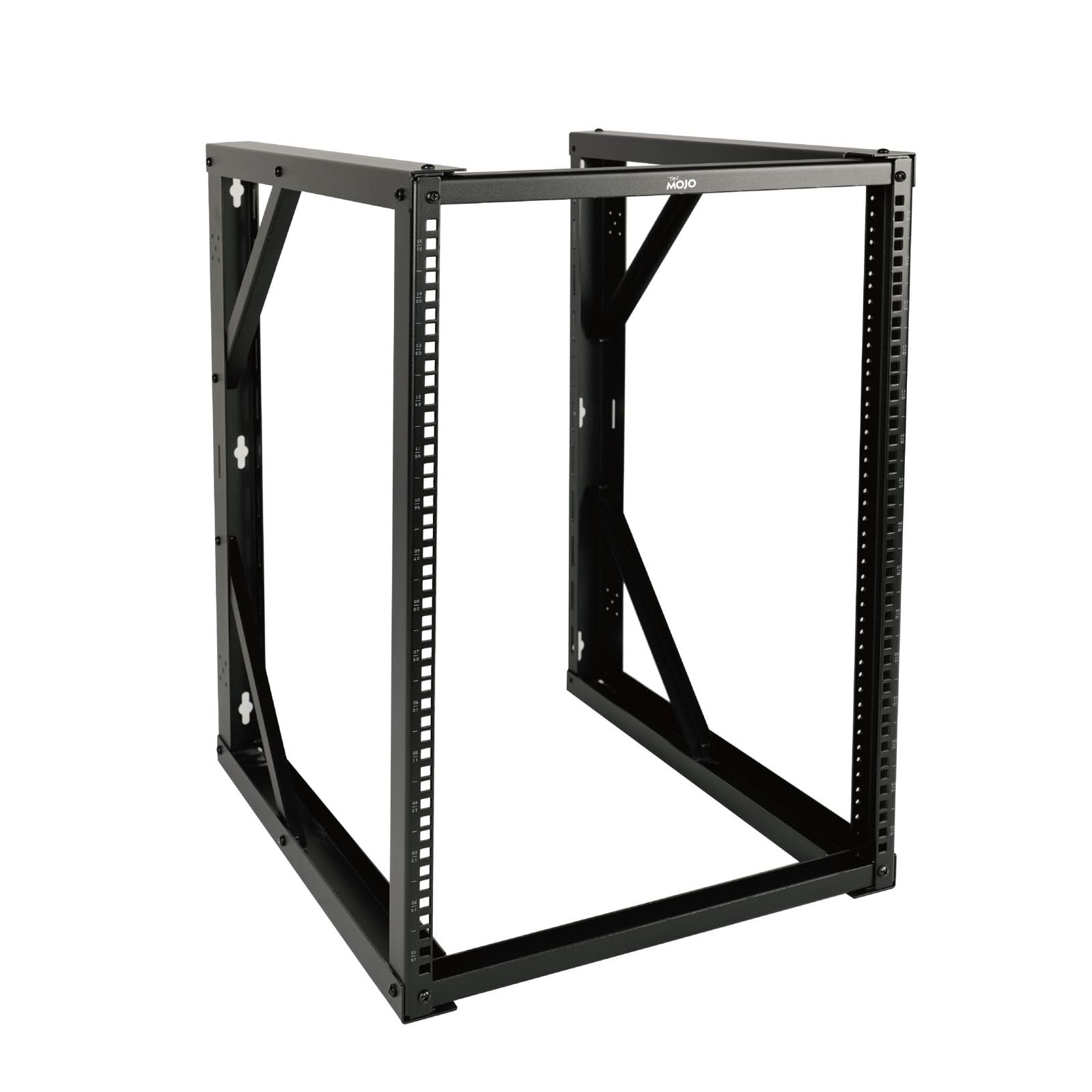 Tecmojo 15U Wall Mount Server Rack - 24.8 Inch Depth Open Frame Network Rack for 19 Inch IT, AV, Data & Home Equipment - Black - Perfect for Home Office, Data Centers & Network Closet Organization