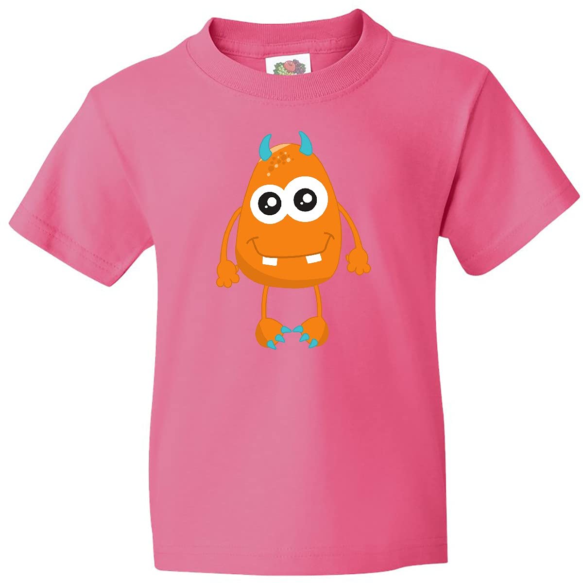 Inktastic Cute Monster Graphic Youth T-Shirt - Orange Little Monster with Horns Design for Kids & Teens - Perfect for School, Playdates & Casual Wear