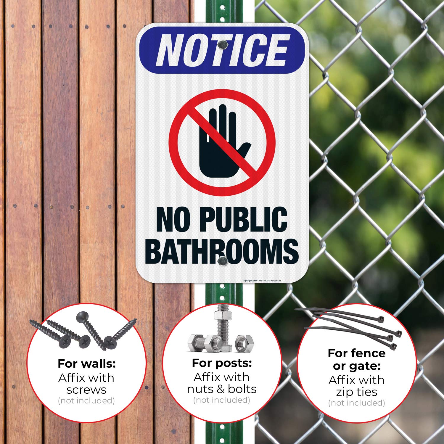 No Public Restroom Sign - OSHA Compliant, 12x18 Inches, 3M EGP Reflective Aluminum, Fade Resistant for Indoor/Outdoor Use - Made in USA | Perfect for Restaurants, Offices, and Public Spaces