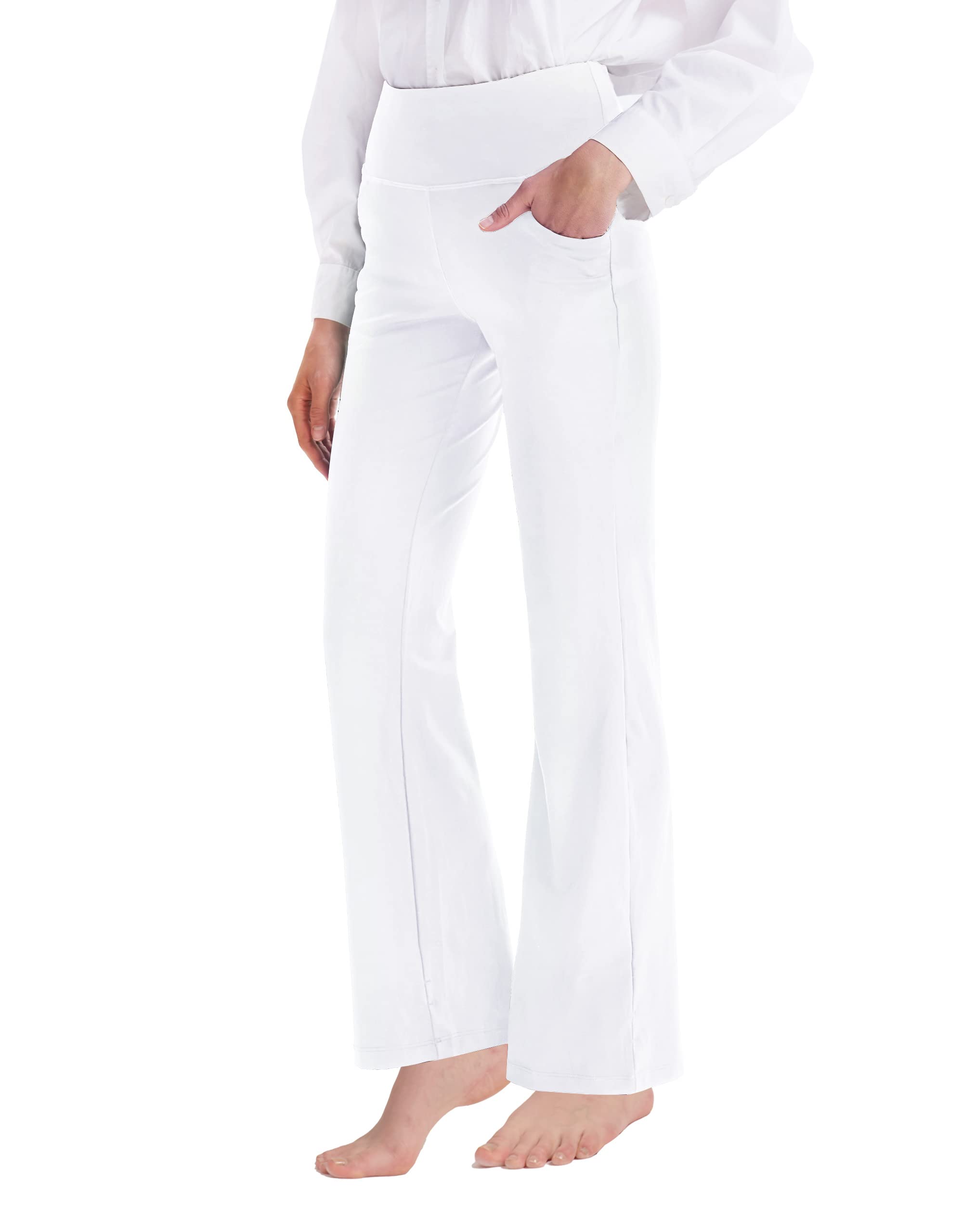 Cifupy Women's High Waist Bootcut Yoga Pants with Pockets - 4-Way Stretch Workout & Lounge Pants - Bootleg Yoga Dress Pants for Gym, Office & Casual Wear