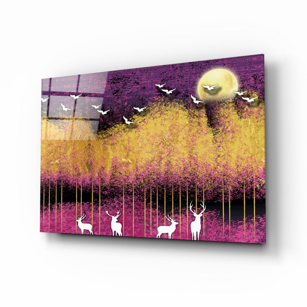 Deer and Forest Wall Art - Handmade Canvas Painting for Home & Office Decor - Perfect for Living Room, Bedroom, or Cabin Retreat