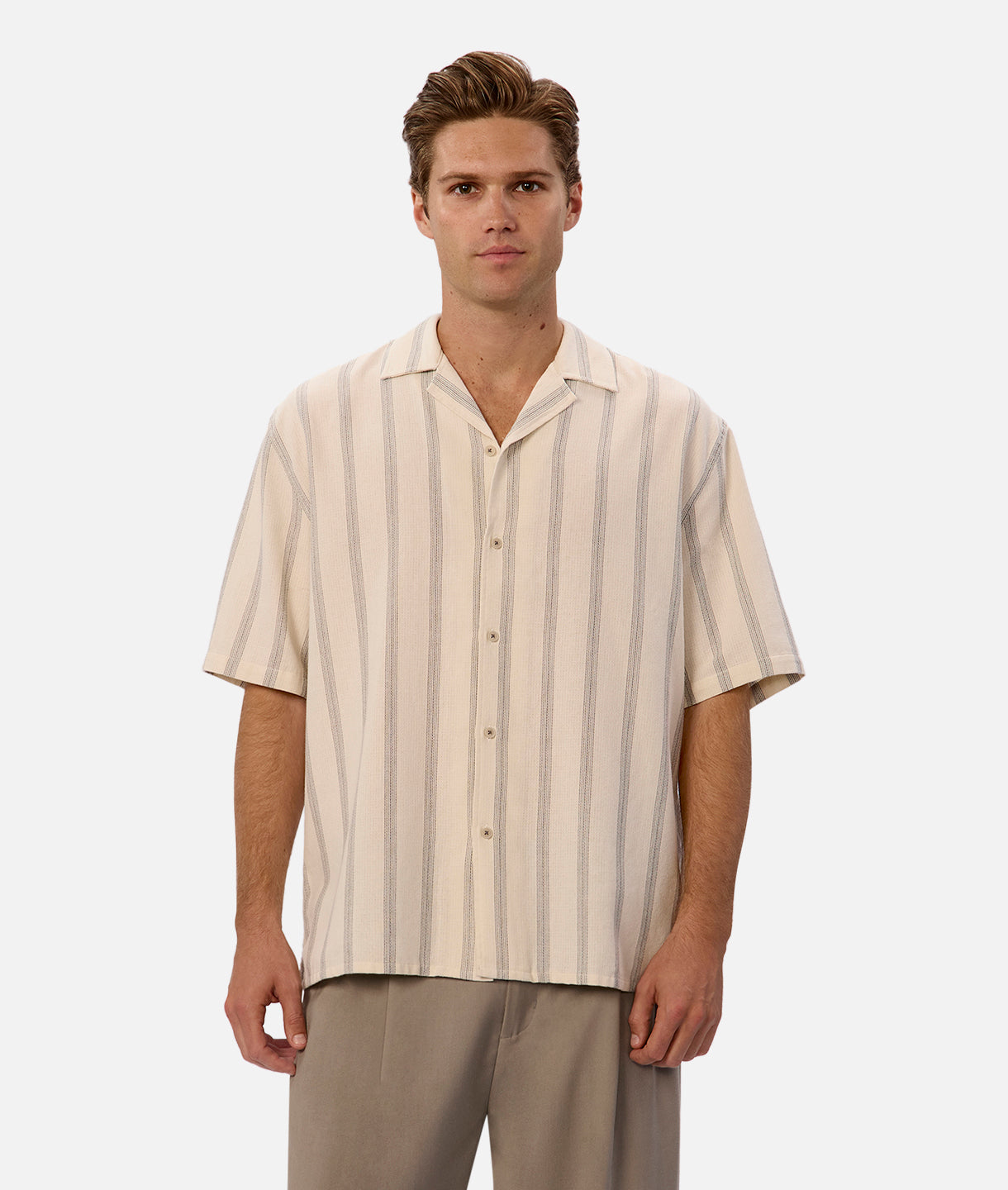 Vinata Short Sleeve Shirt for Men - Natural Grey Cotton Casual Top | Perfect for Summer Outfits, Office Wear & Weekend Style