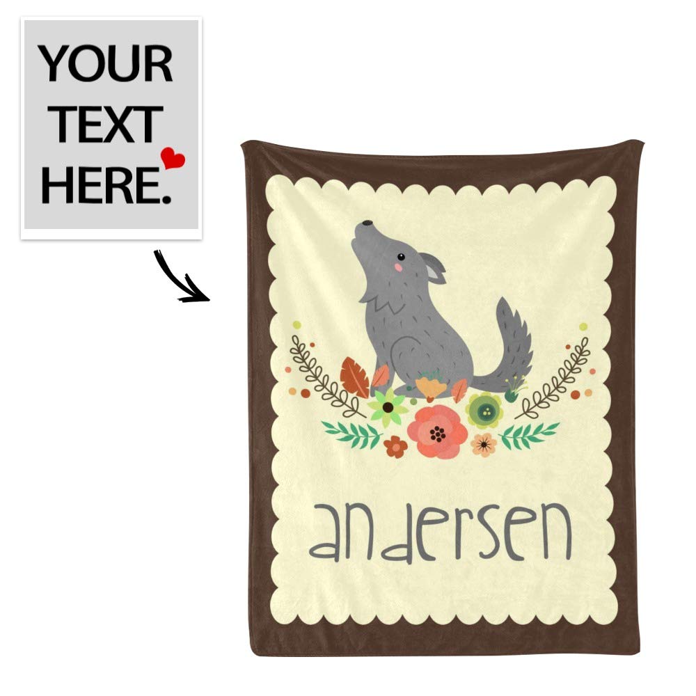 Custom Personalized Flannel Plush Blanket for Boys & Girls - Cute Funny Animal Design, Soft & Safe Newborn Baby Gift with Name (Animal 4) - Perfect for Nursery, Toddler Bedtime & Birthday Presents