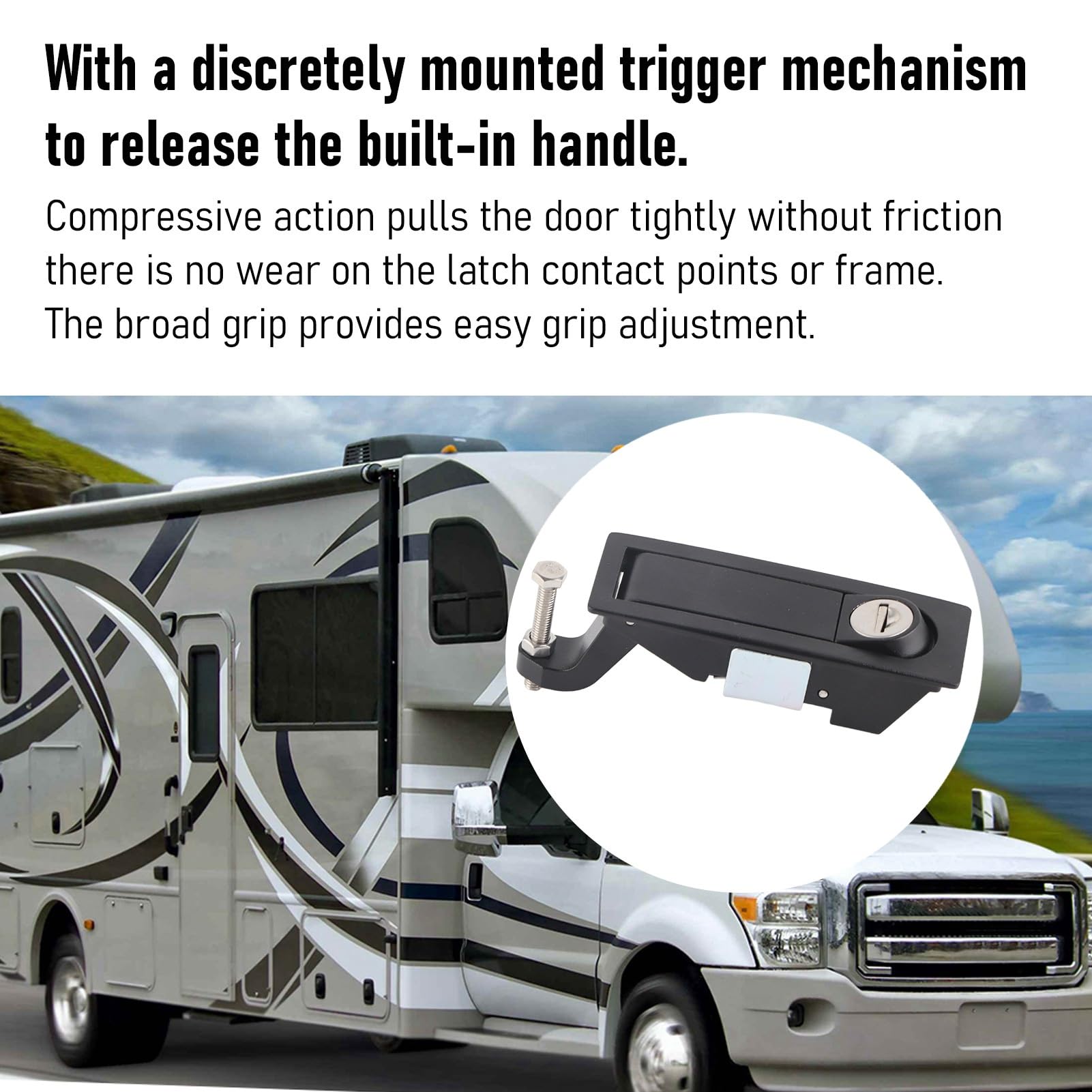 Aramox Adjustable Hand Operated Compression Cabinet Lock with Key - Secure RV Marine Boat Cabinets & Toolboxes - Perfect for Travel, Camping & Outdoor Storage