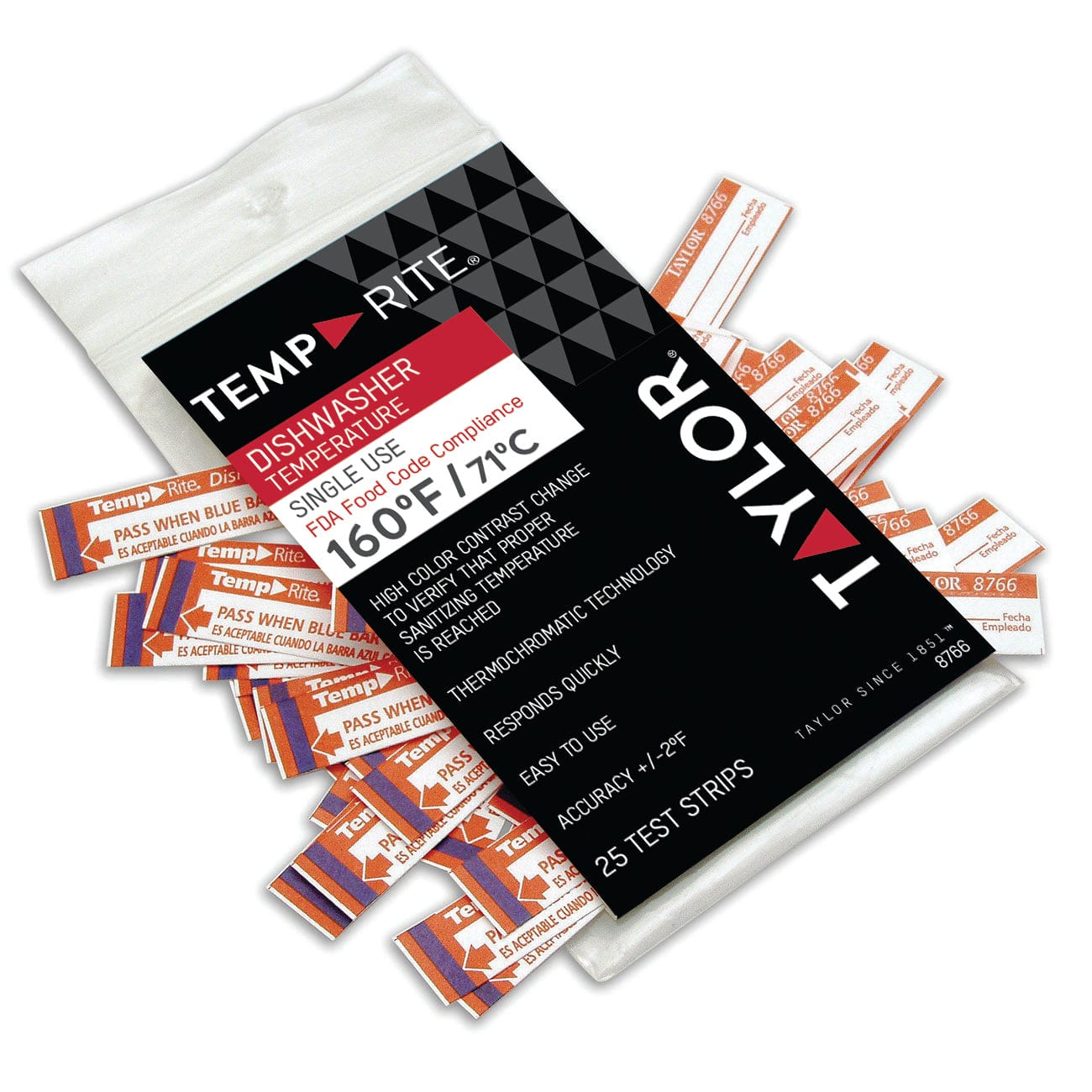 High Temperature Dishwasher Test Strips (160°F/71°C) - Accurate Water Temperature Indicator for Dishwasher Efficiency & Sanitization - Perfect for Home, Restaurant & Commercial Kitchen Use