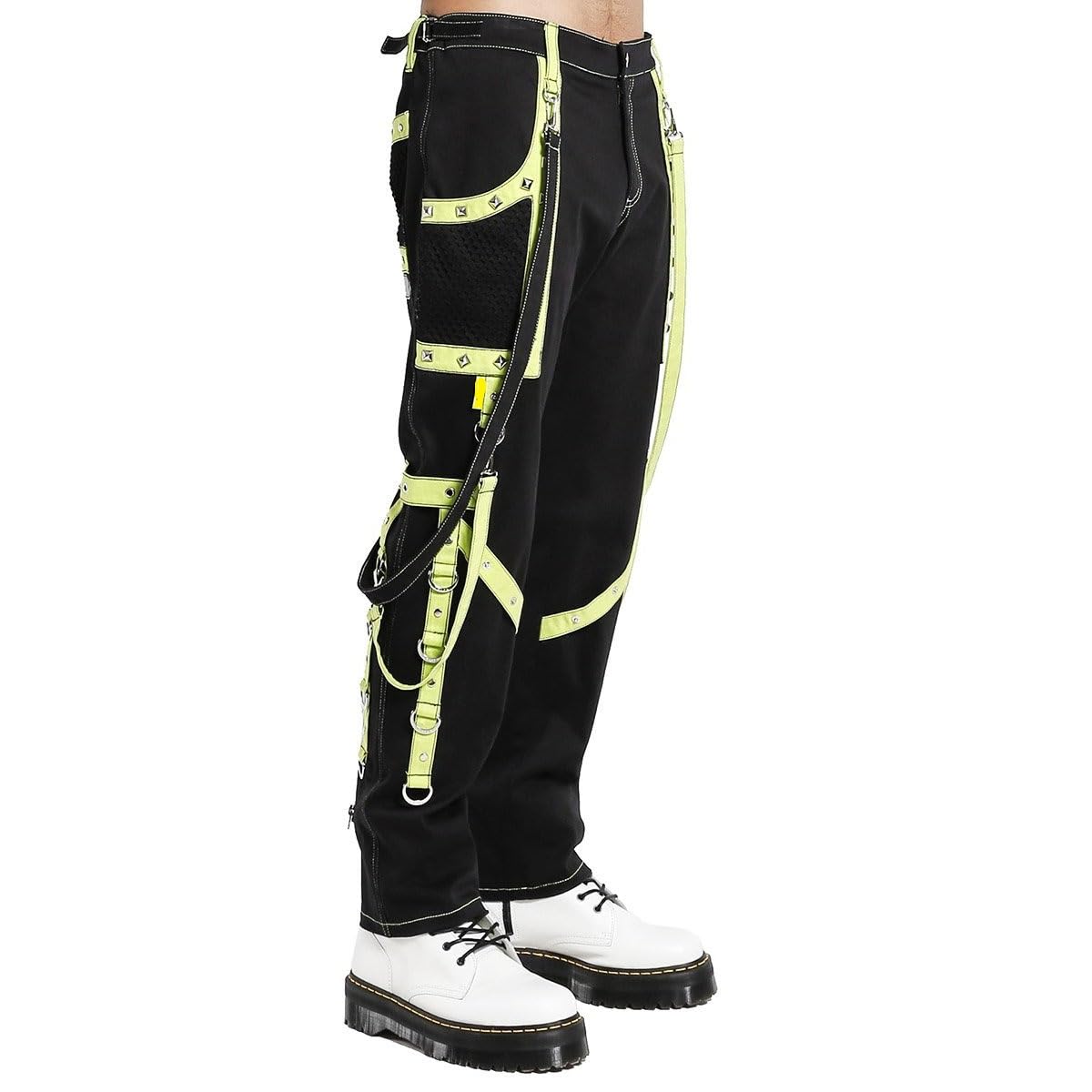 Premium Men's Black Electro Bondage Chain Jeans - Gothic Punk Rock Pants for Rave & Cyber Fashion | USA Sourced | Perfect for Concerts, Nightclubs & Alternative Streetwear