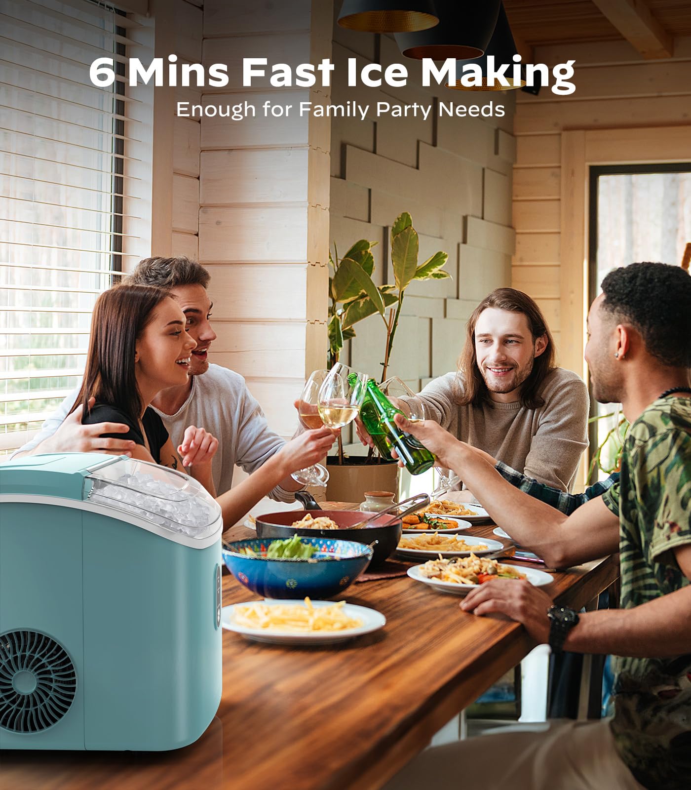Portable Nugget Ice Maker Machine - 33 lbs/24H Self-Cleaning Pellet Ice Maker with Chewable Sonic Ice, Perfect for Home Kitchen, Office, Bar & Restaurant | Compact Countertop Design for Cocktails, Sodas & Beverages