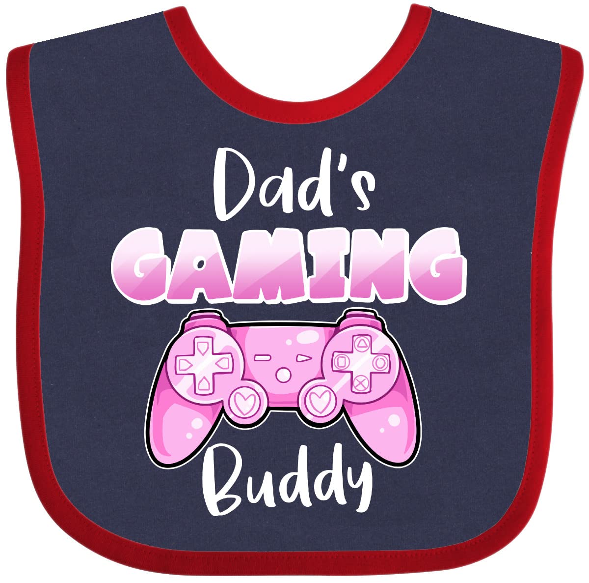 Inktastic Dad's Gaming Buddy - Pink Controller Baby Bib for Infants & Toddlers - Cute & Absorbent Drool Bib for Feeding, Playtime & Gamer Dads