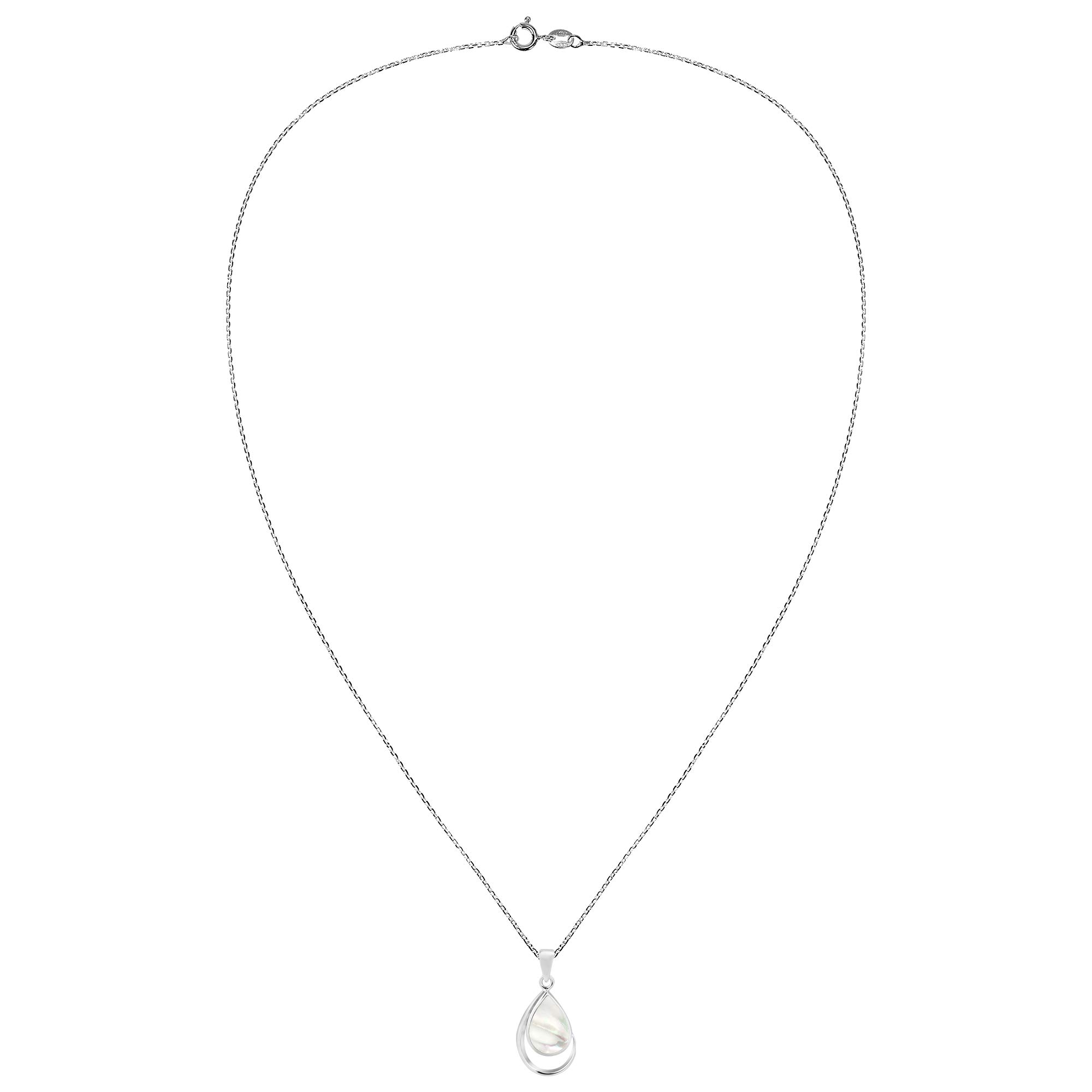 AeraVida Classic Teardrop Mother of Pearl .925 Sterling Silver Pendant Necklace for Women - 18 Inch Chain, Elegant White Stone Jewelry Gift for Birthday, Anniversary & Special Occasions | Perfect for Weddings, Parties & Everyday Wear