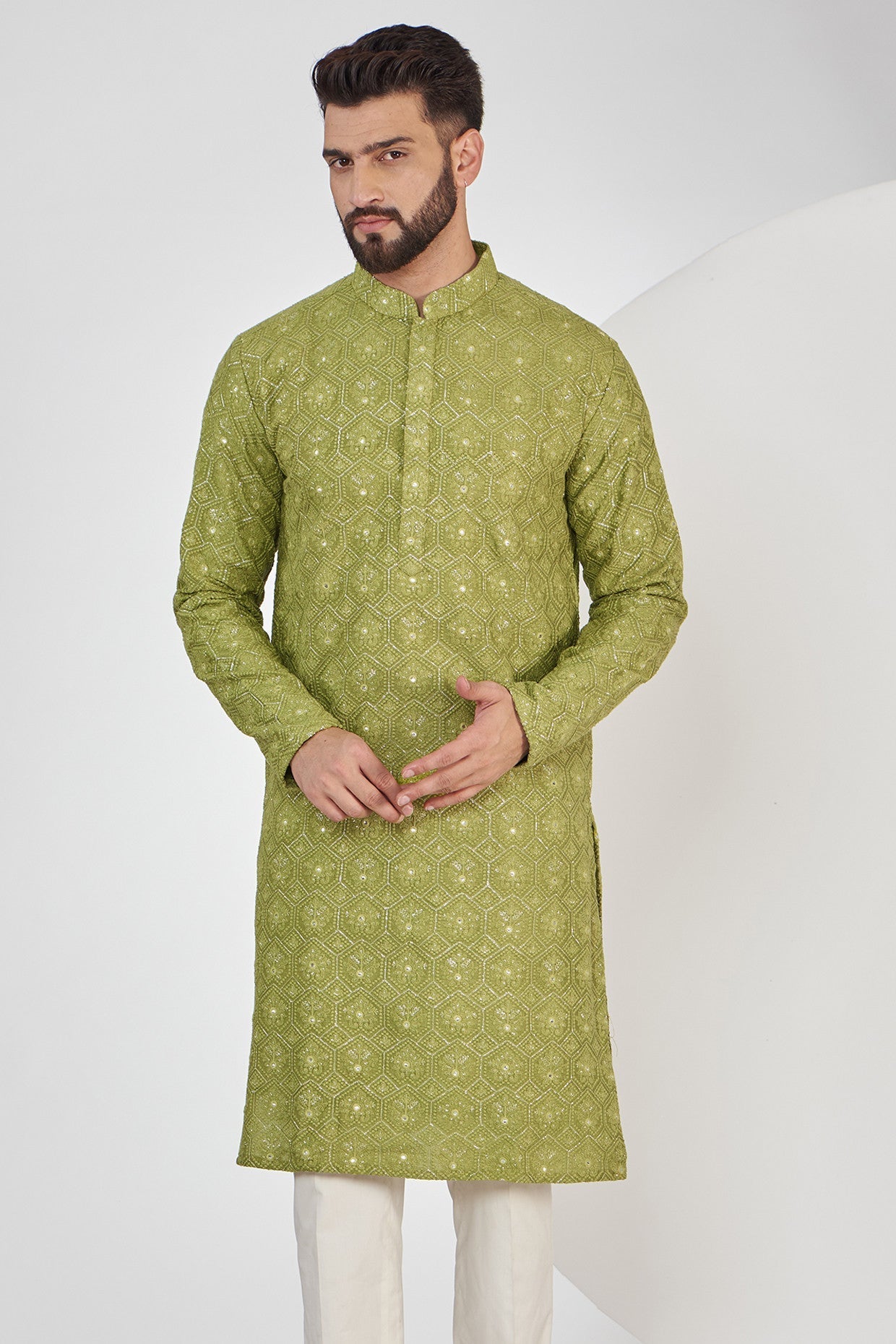 Elegant Mehndi Green Chikankari Kurta for Women | Traditional Indian Embroidered Tunic Top | Perfect for Festivals, Weddings & Casual Wear