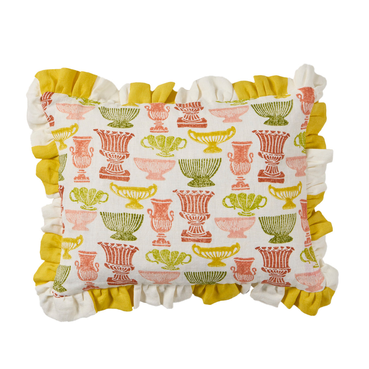 Peach and Sap Green Frilled Cushion Vases - Elegant Home Decor for Living Room, Wedding Centerpiece, and Floral Arrangements