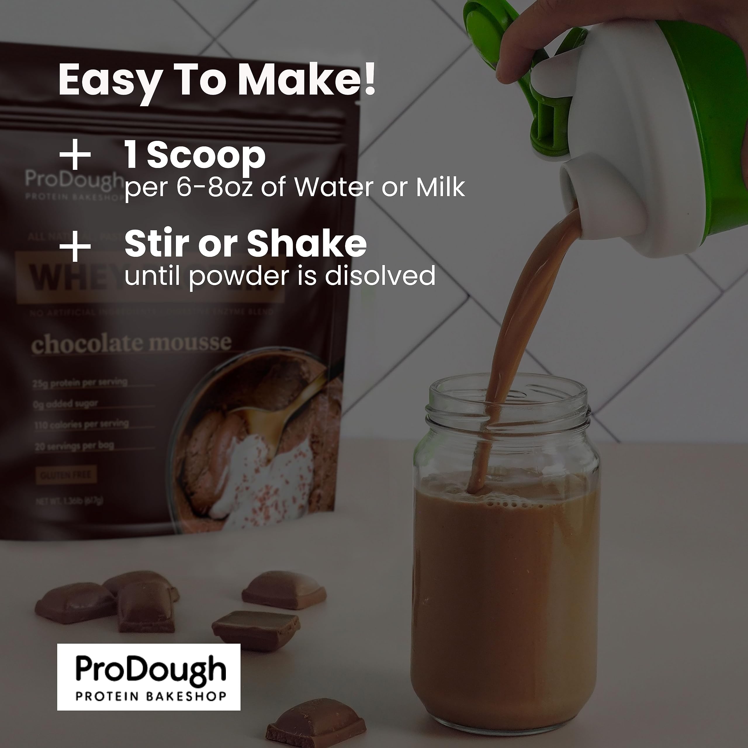 ProDough Gourmet Hydrolyzed Whey Protein Isolate Powder - 25g Protein per Serving, Easy Digest Enzyme Blend, Gluten Free, Keto Friendly, Natural Ingredients (Strawberry Shortcake Flavor) - Perfect for Post-Workout Recovery, Smoothies & Healthy Baking