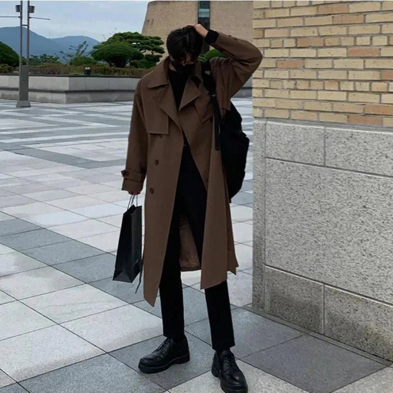 Stylish Men's Long Trench Coat - Waterproof Winter Overcoat for Business & Casual Wear - Perfect for Office, Dating & Outdoor Activities