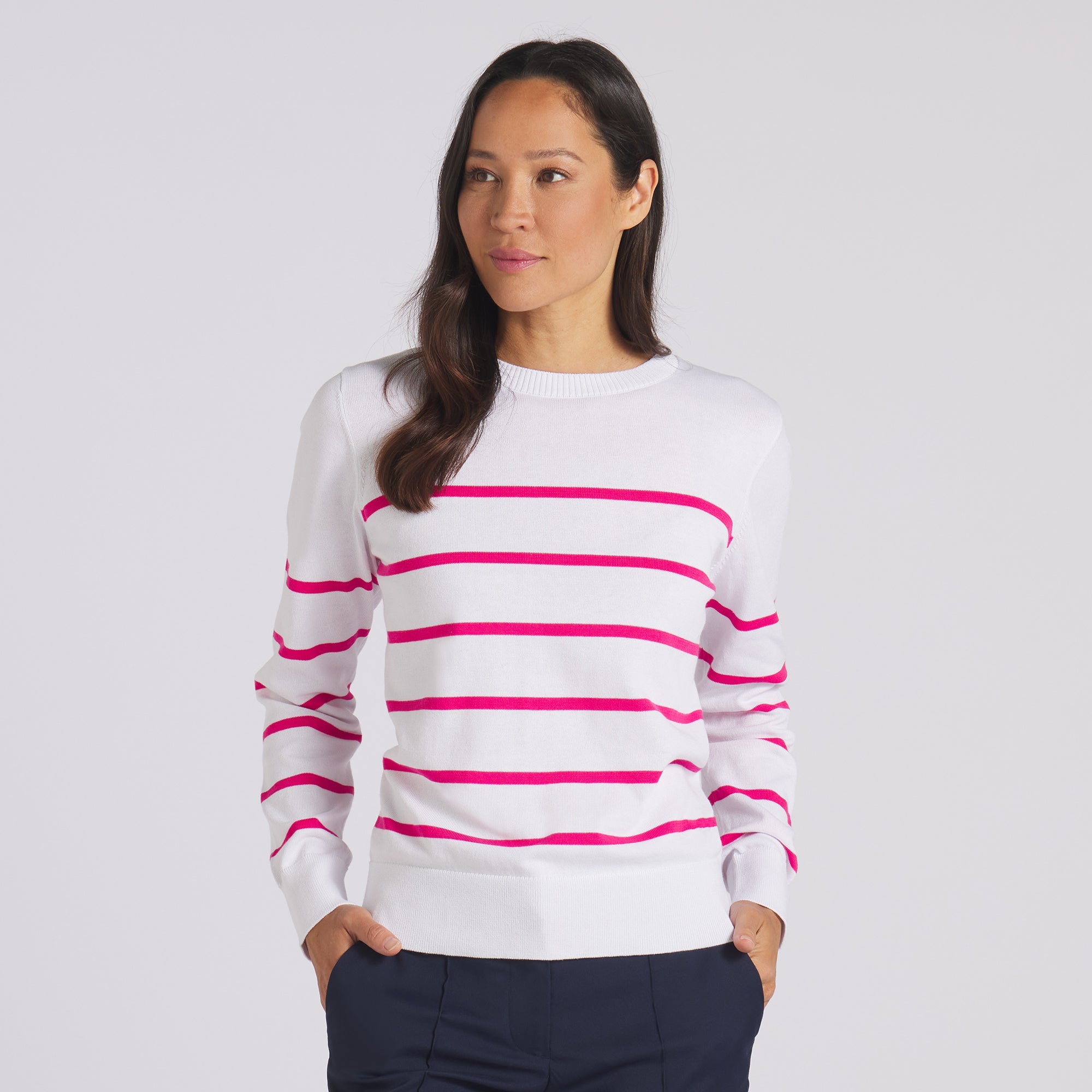 Women's Casual Resort Crewneck Golf Sweater - Soft & Comfortable Knit Pullover for Golf, Travel & Leisure Wear