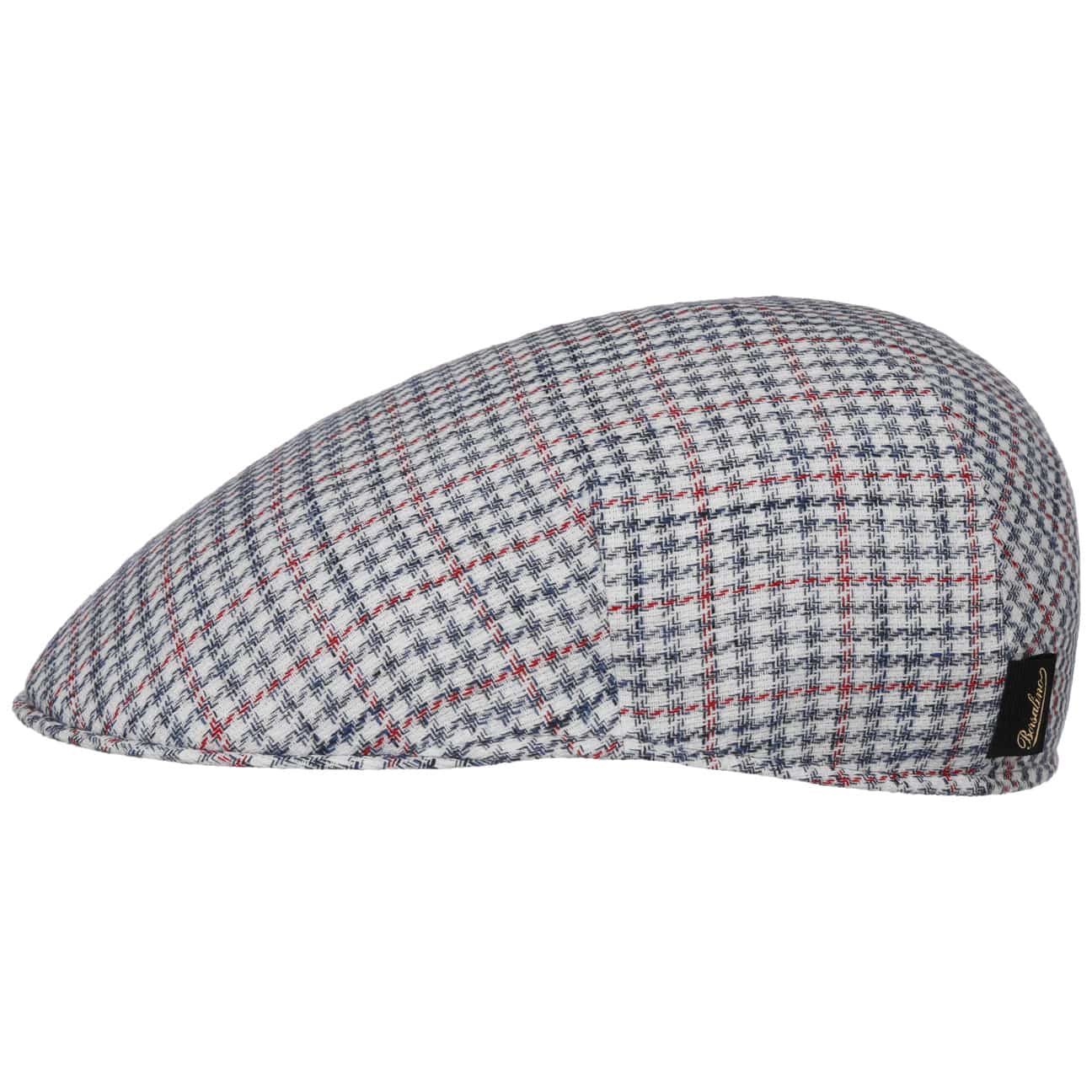 Borsalino Summer Houndstooth Flat Cap for Men - Classic Vintage Style Hat for Outdoor Activities, Travel & Fashion