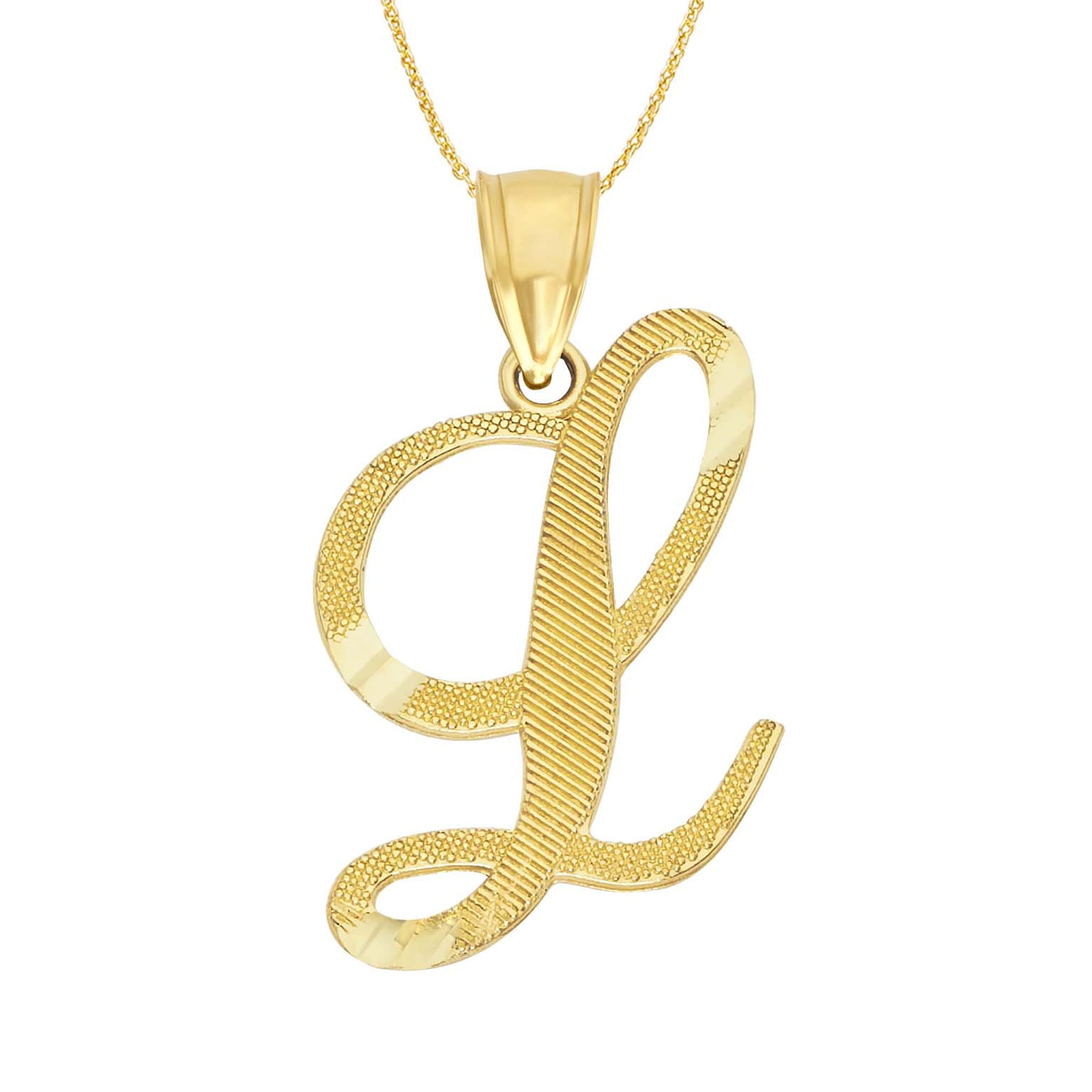 10K Solid Gold Cursive Initial Necklace - Personalized Letter Pendant Custom Jewelry for Women, Dainty Rolo Chain - Perfect Gift for Birthday, Anniversary, Valentine's Day & Mother's Day