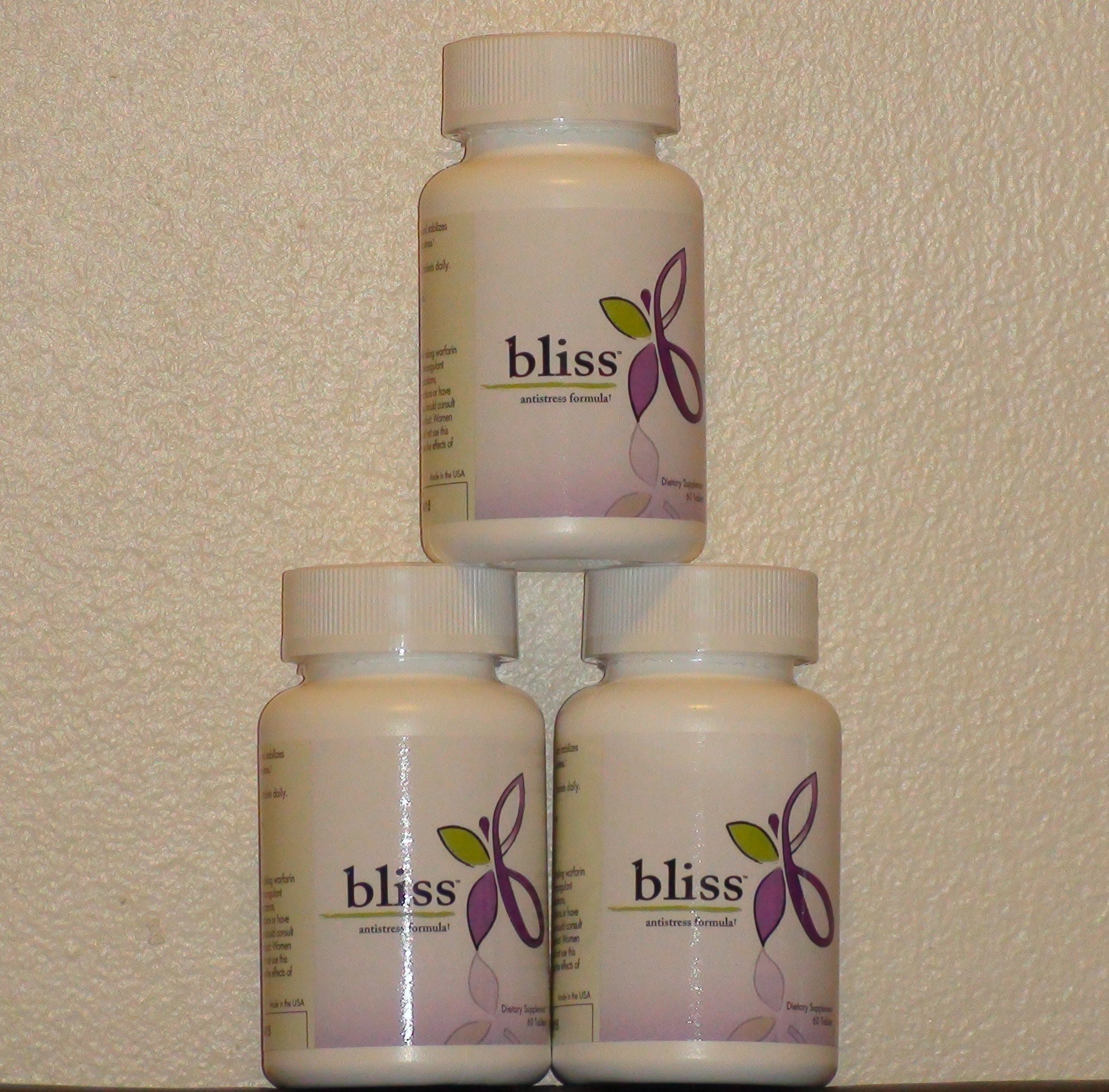 3 Bottles of Bliss Anti-Stress Formula Supplement - Natural Stress Relief & Relaxation Aid for Anxiety, Sleep & Mood Support - Perfect for Work, Travel & Daily Wellness
