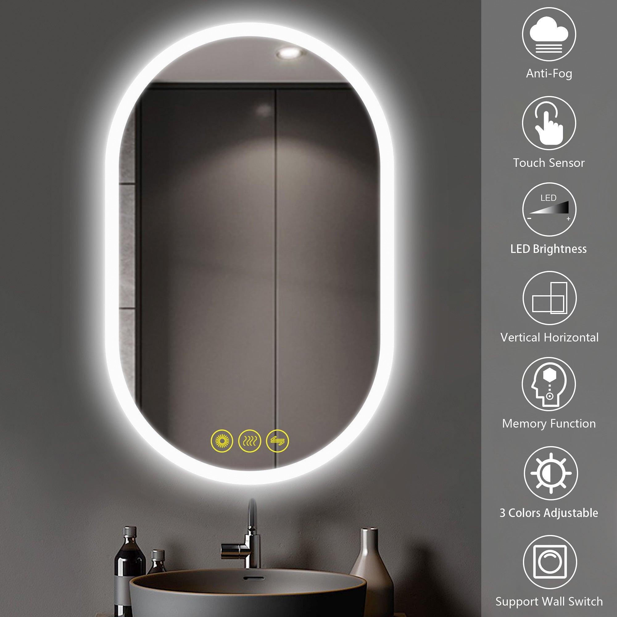 BrightView Oval Frameless LED Anti-Fog Dimmable Bathroom Vanity Mirror - Perfect for Makeup, Shaving & Home Decor