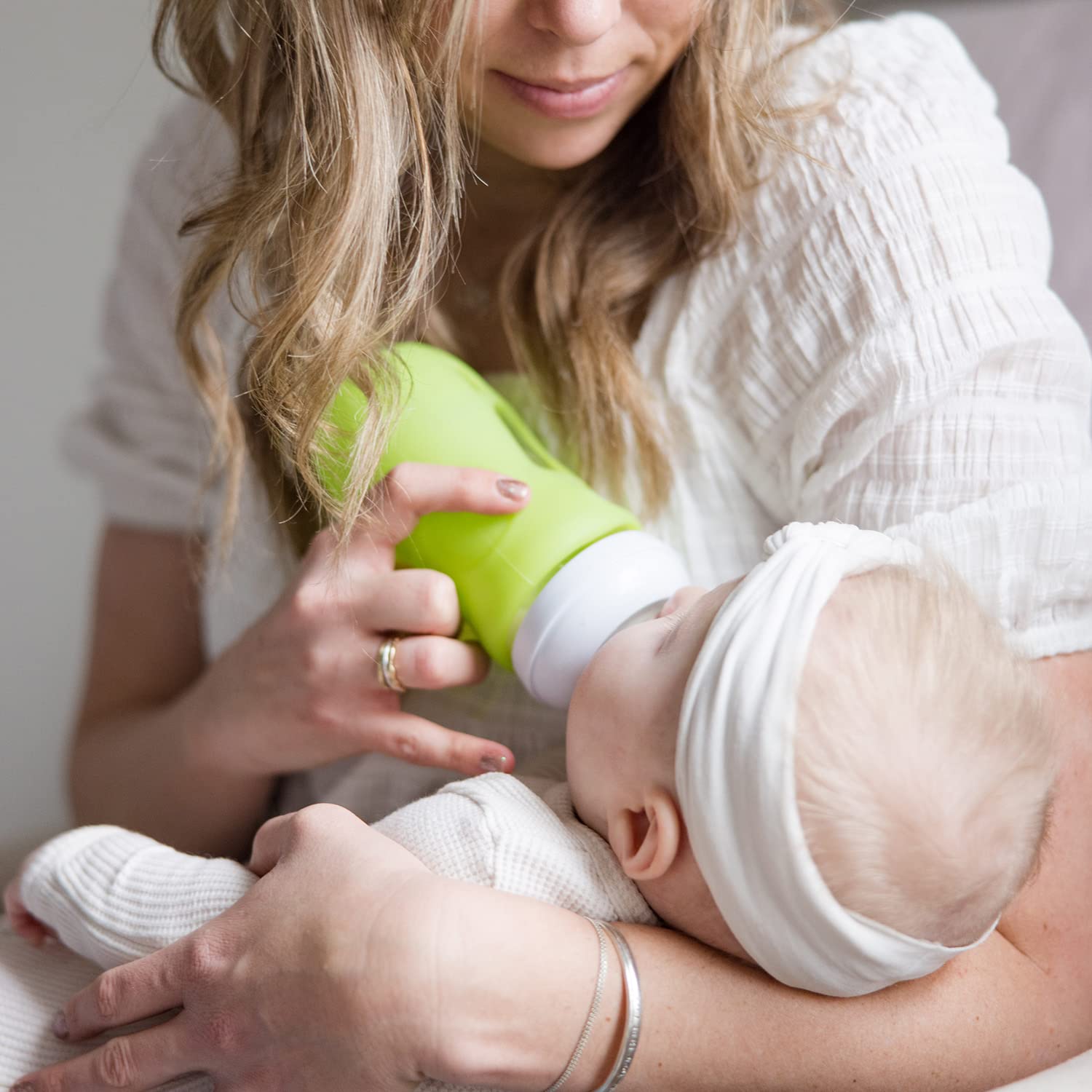 Olababy Silicone Sleeve for Philips Avent Natural Glass Baby Bottles - 8 oz, Green - Protective Cover for Safe Feeding & Travel Use