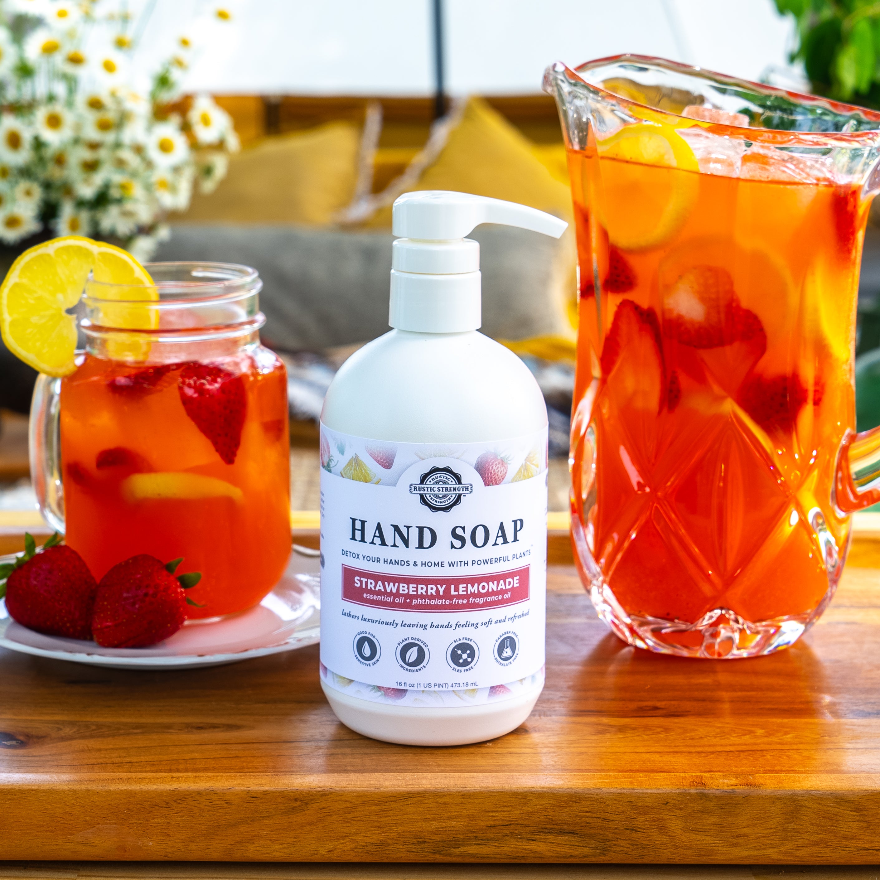 Strawberry Lemonade Scented Hand Soap - Natural Moisturizing Liquid Soap for Dry Skin | Gentle Cleansing for Kitchen, Bathroom & Office Use