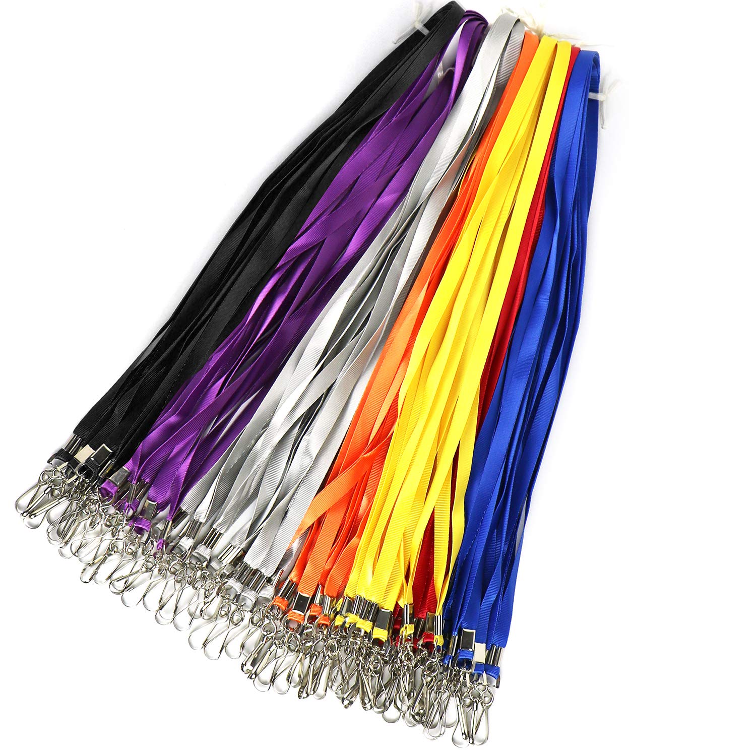 Premium Nylon Lanyards for ID Badges - 100 Pack (Orange) - Office, School & Cruise Use