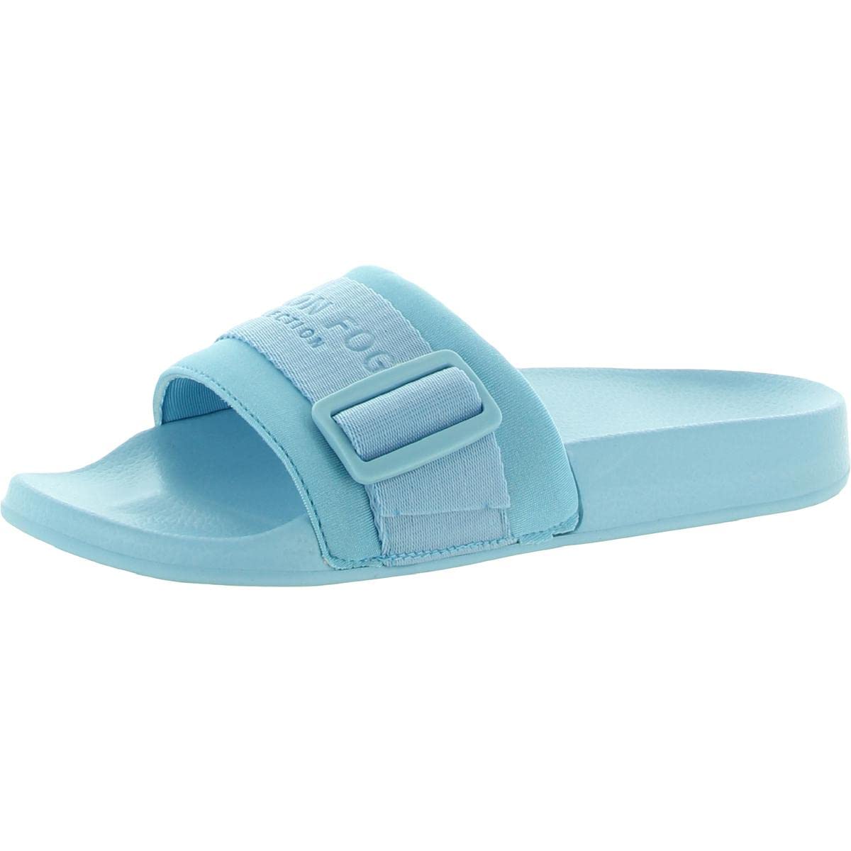 London Fog Women's Skyden Sherpa Pool Slide Sandals - Open Toe House Shoes for Indoor & Outdoor Comfort, Perfect for Lounging, Beach, and Casual Wear