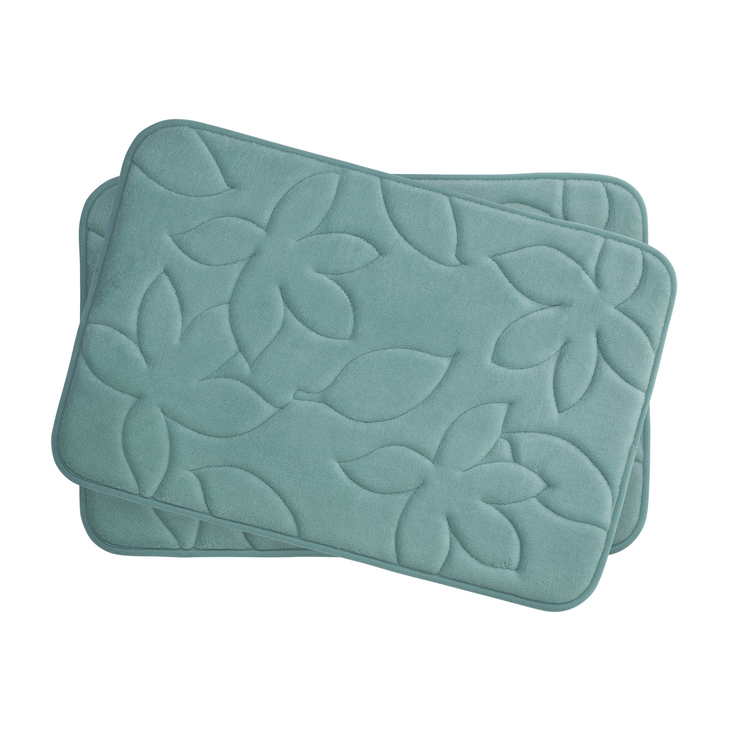 Bounce Comfort Blowing Leaves Bath Rugs Set - 17x24 Inch Non-Slip Bathroom Mat, Soft Absorbent Microfiber, Marine Blue - Perfect for Bathroom, Shower & Spa Decor