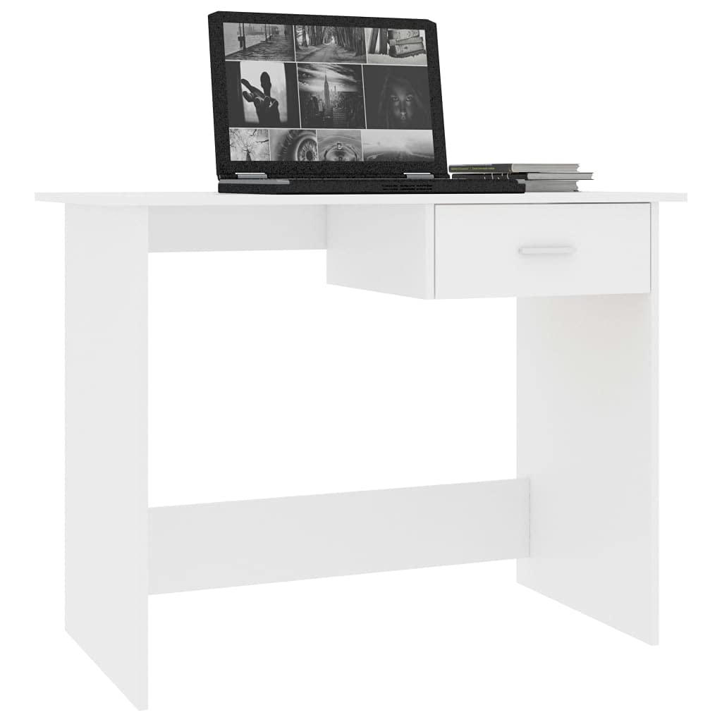 Estink Corner Desk - Modern White Laptop Table & Office Workstation for Home, Study, Living Room, and Small Spaces